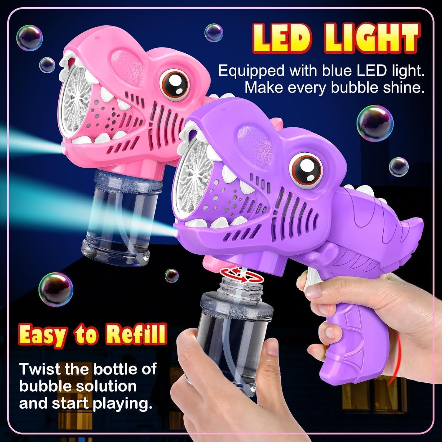 Detalle de Yunaking Bubble Gun: Dinosaur Bubble Machine for Outdoor Fun