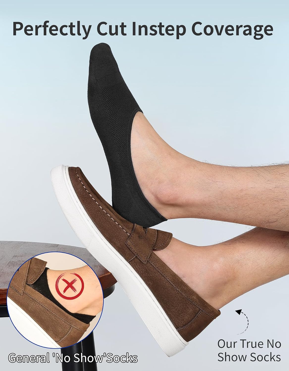 Detalle de CLOSEMATE 6 Paar Füßlinge Herren – unsichtbar, rutschfest und atmungsaktiv für Loafer, Mokassins und Sneaker