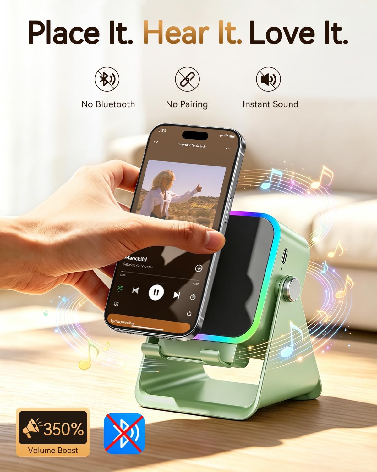 Detalle 2 de MILOUZ ZJ-028 5-in-1 Bluetooth Speaker with Adjustable Phone Stand and RGB Light