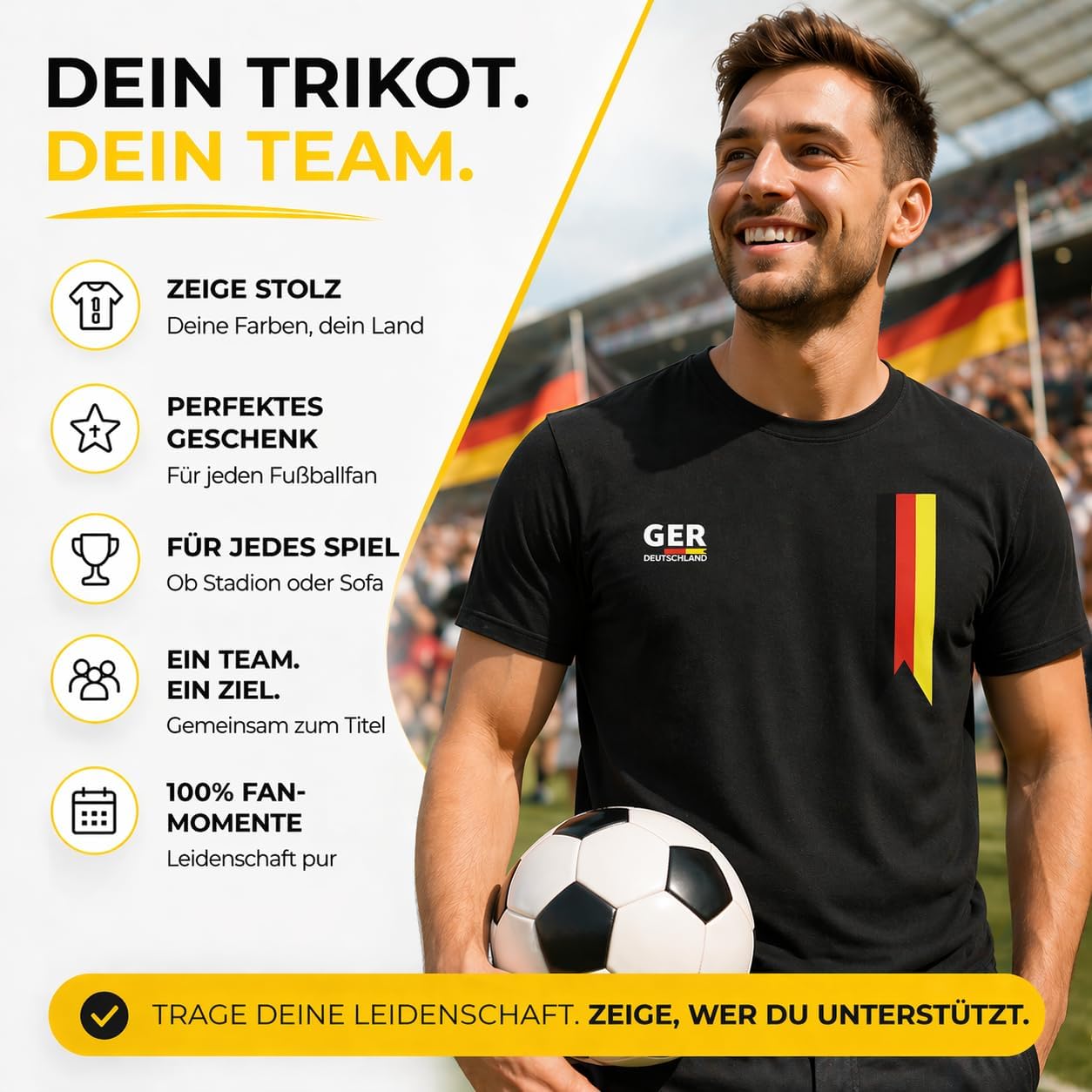 Detalle 2 de ATHLEJOY Deutschland WM 2026 Trikot – Herren & Damen | Fanartikel zur Fußball-Weltmeisterschaft 2026