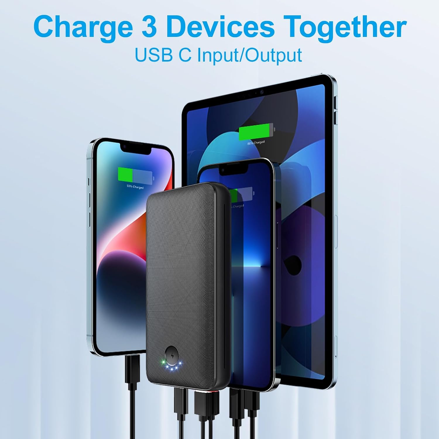 Detalle de JIGA Power Bank 27000mAh 22,5W PD 20W USB-C Powerbank mit Taschenlampe