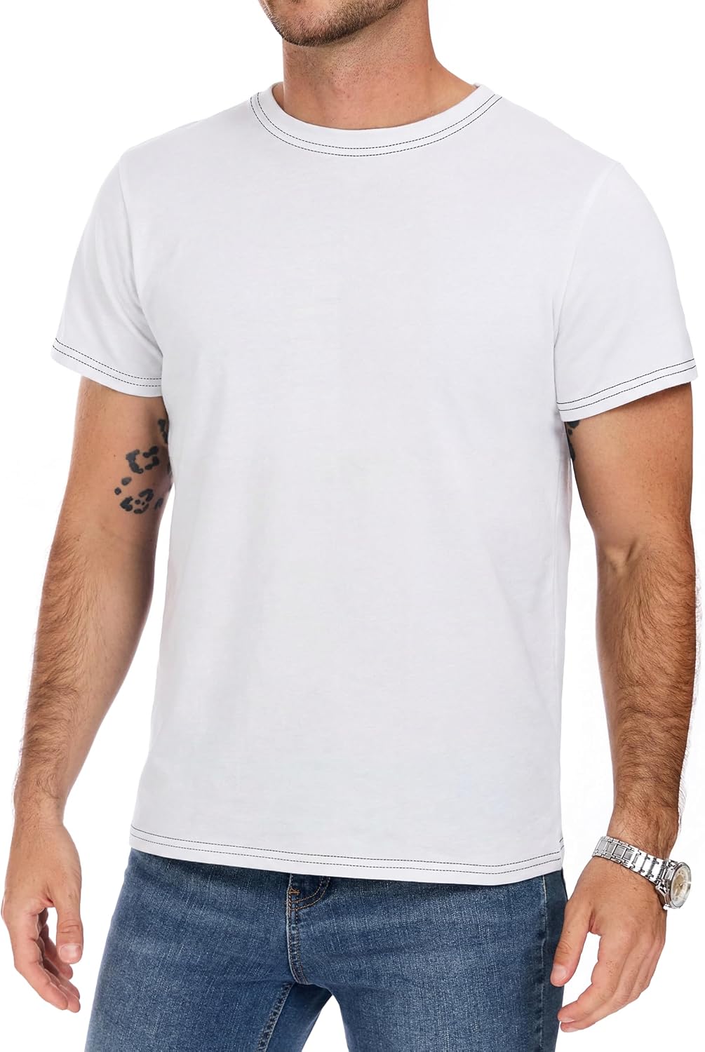 Detalle de Enjyam Men’s 100% Cotton Crew Neck T-Shirts – Classic Short Sleeve Top