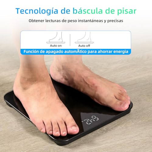 Thumbnail 3 de Healthkeep báscula de baño digital con pantalla LED y tecnología Step-On (hasta 180 kg), negra