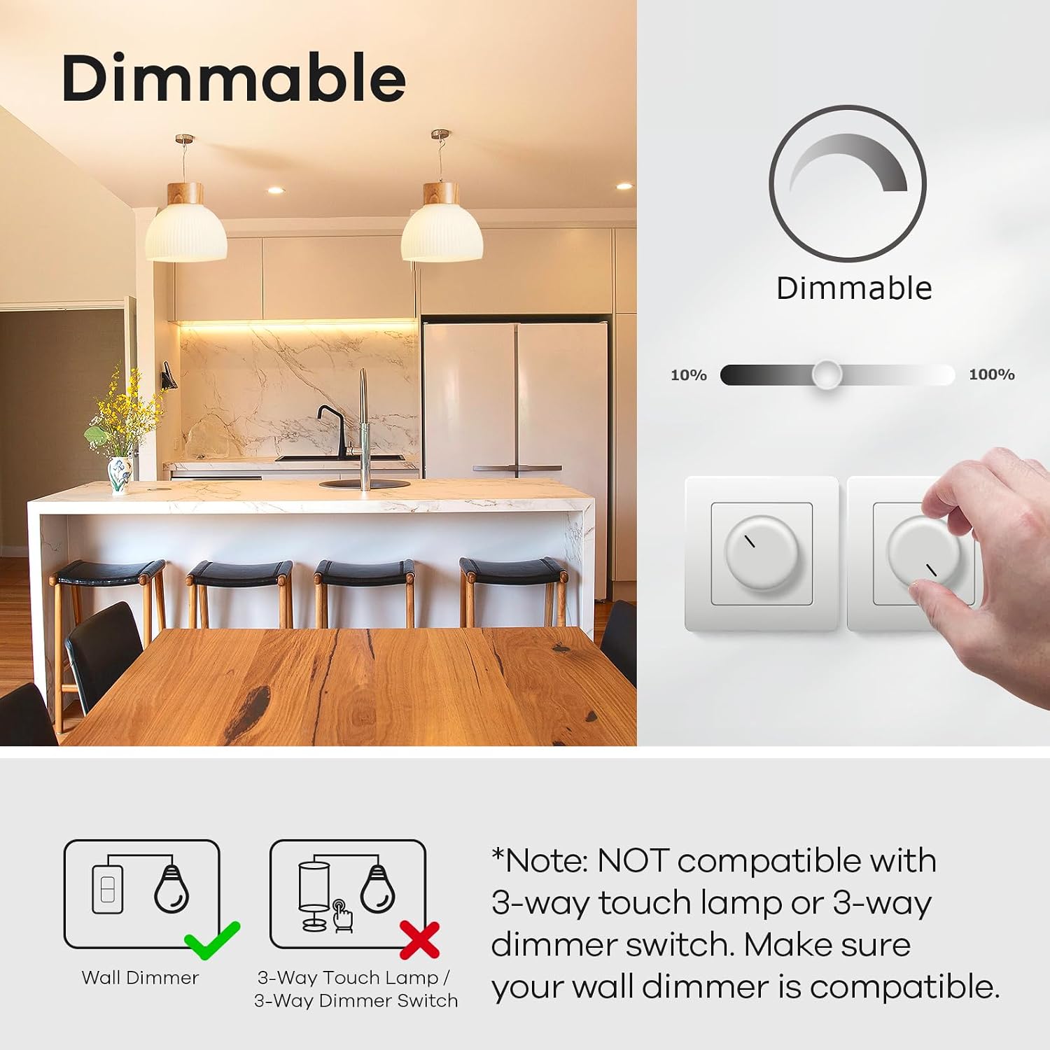 Detalle 2 de Linkind A19 LED Bulbs, Dimmable 2700K Soft White, 800 Lumens, 12-Pack