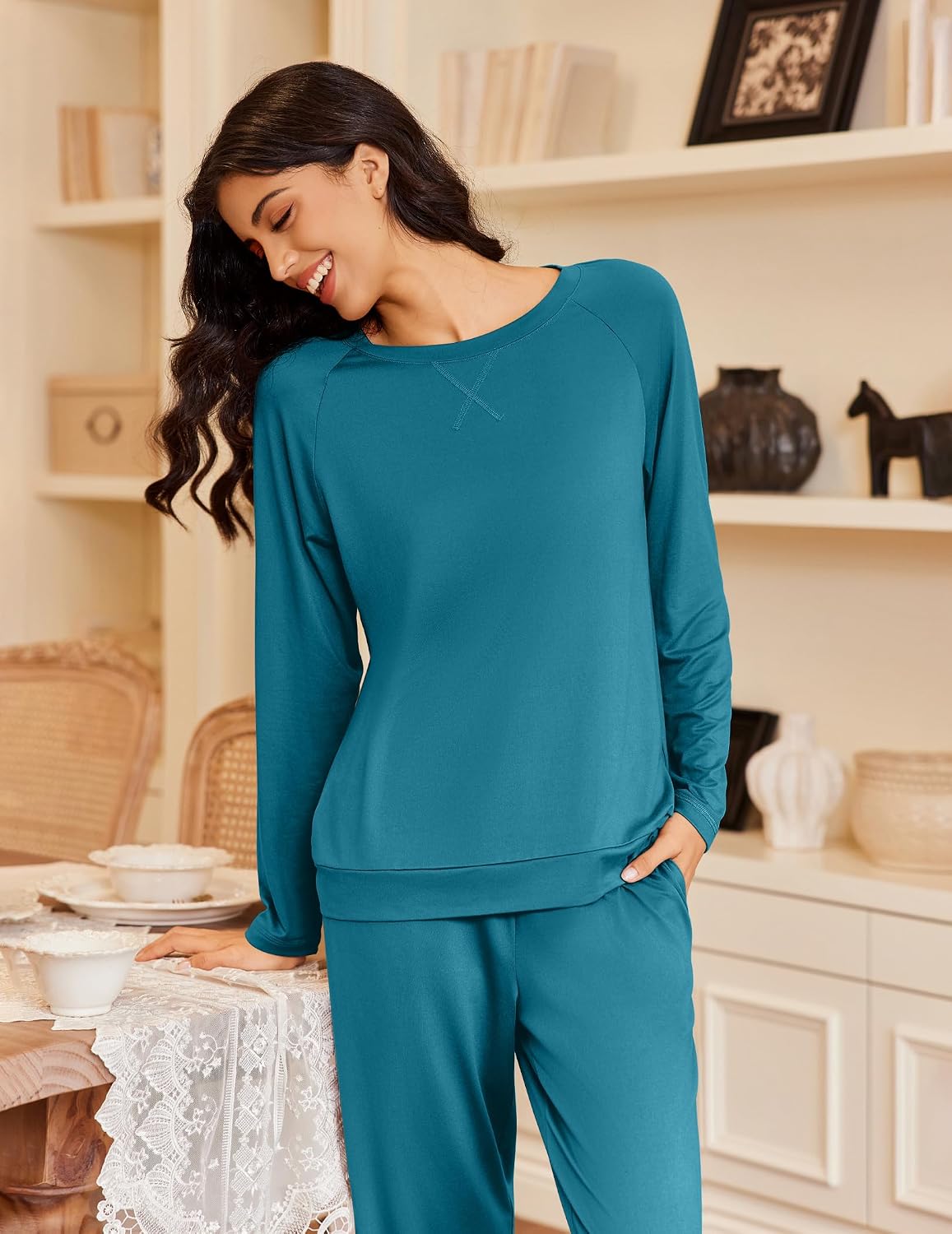 Detalle de Ekouaer Women's Pajama Set, 95% Polyester