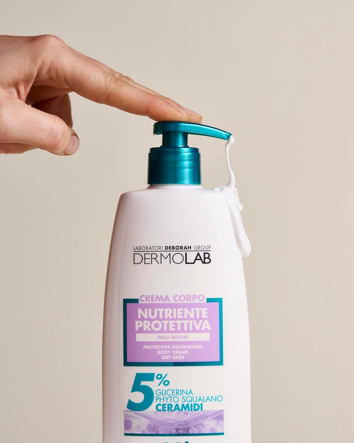 Detalle de Dermolab Crema Corpo Ricca Nutriente e Protettiva 48H per Pelli Secche, 400 ml