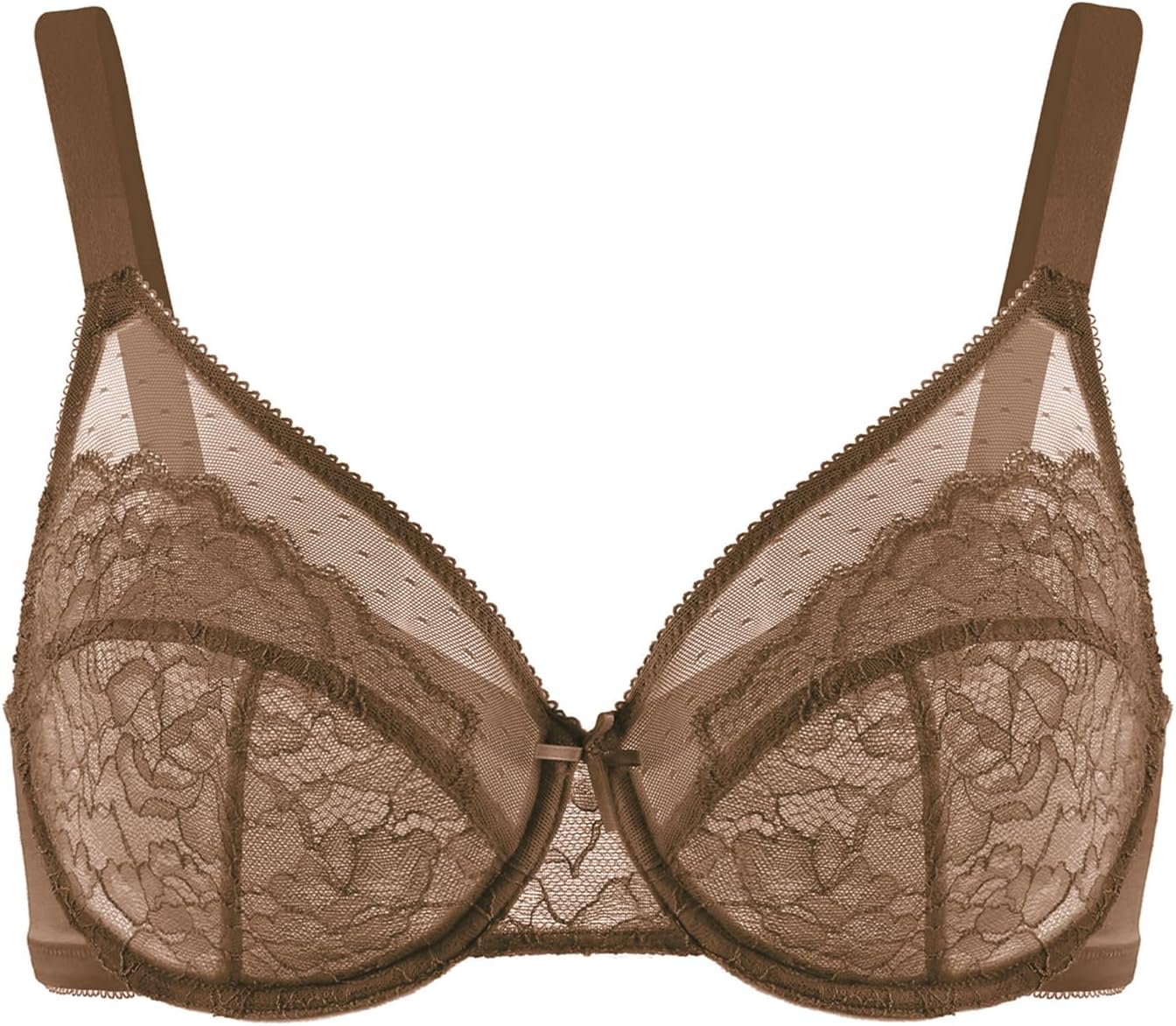 Detalle de HSIA Enchante Minimizer Bra: Full Coverage, Plus Size Lift with Floral Lace