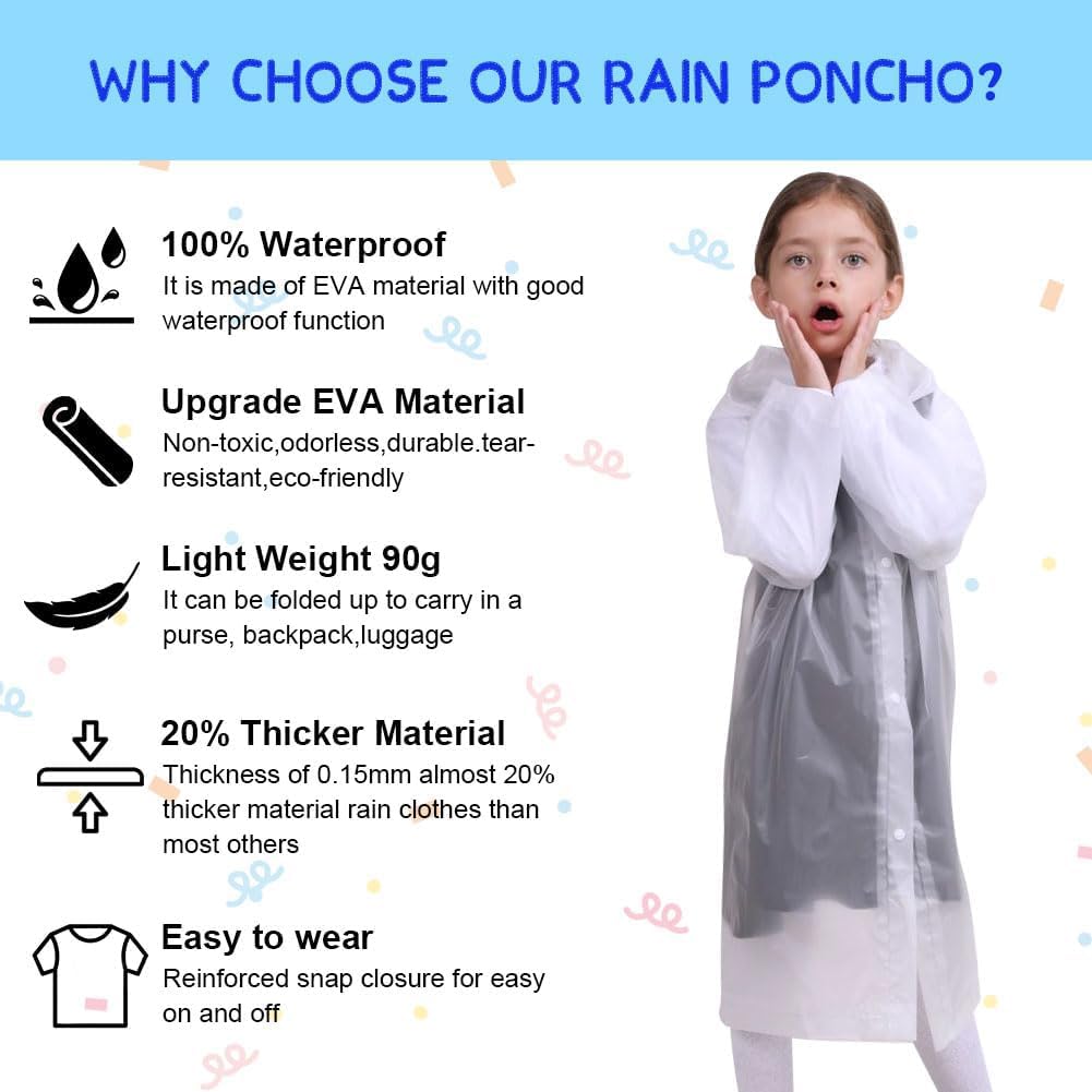 Detalle 2 de Vicloon rain poncho waterproof kinderregenponcho met capuchon, herbruikbaar