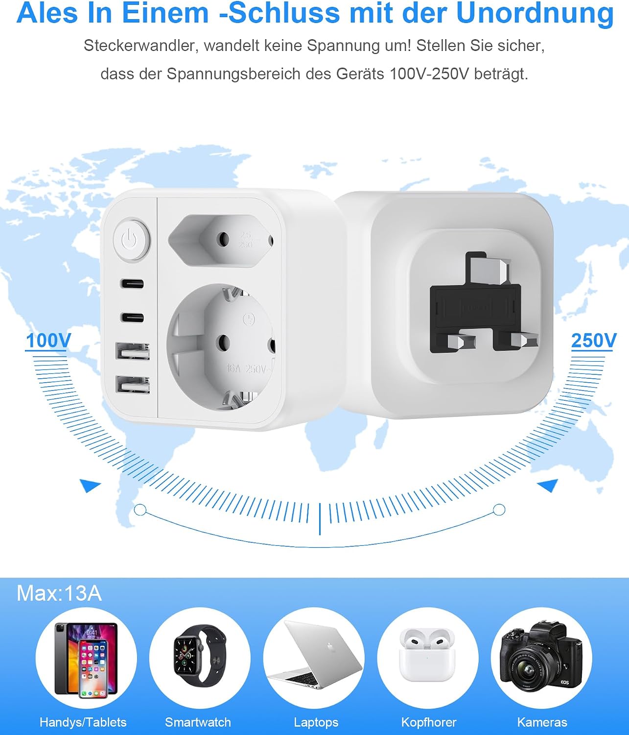 Thumbnail 4 de Reiseadapter UK mit Schalter 3250W đ
