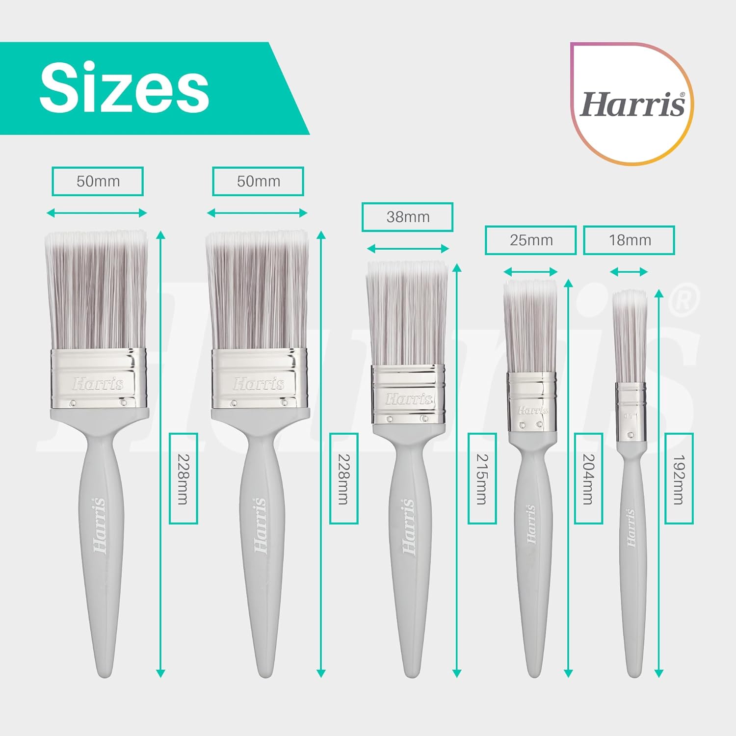 Detalle de Harris Essentials Walls & Ceilings and Woodwork 10 Pack emulsion & gloss paint brushes