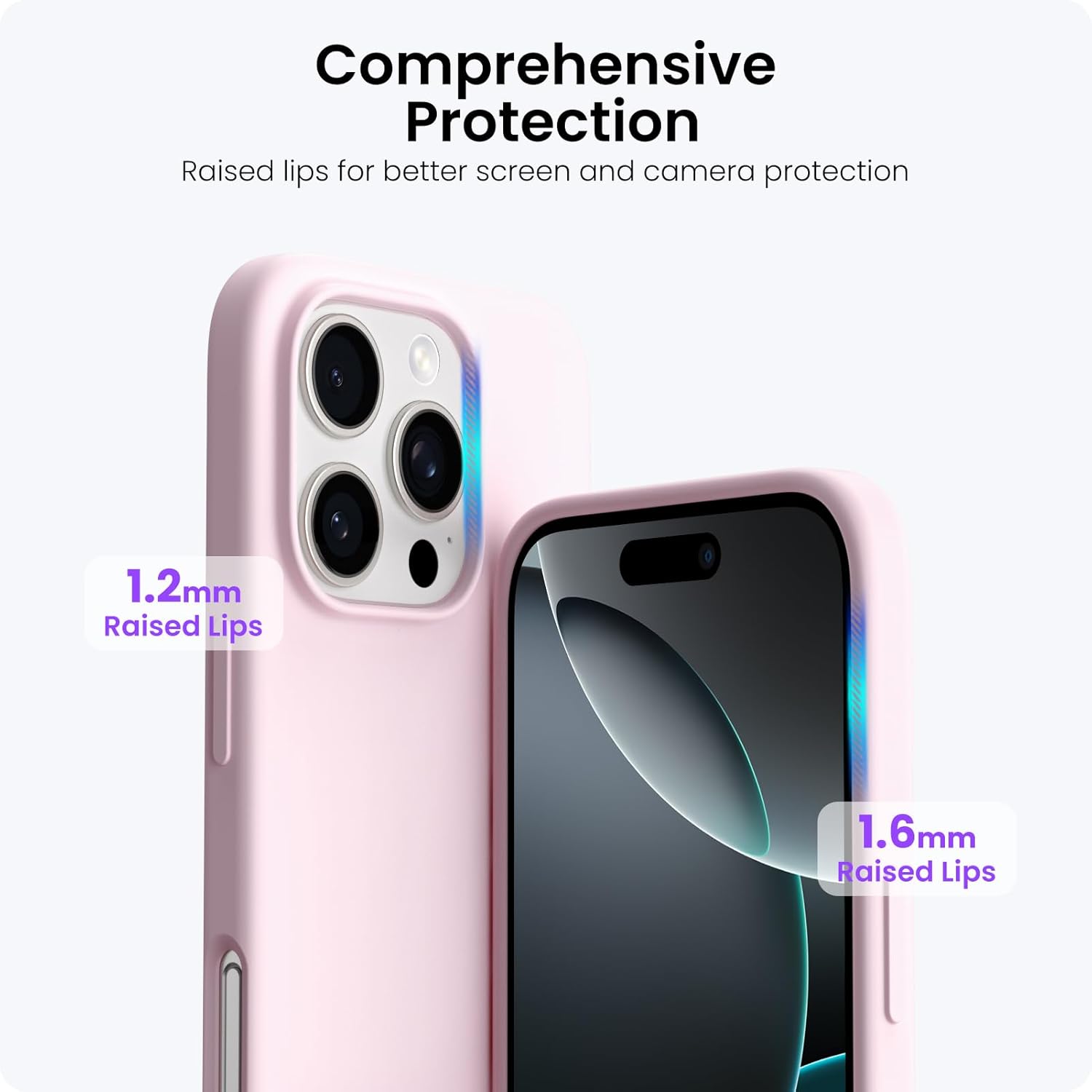Detalle 2 de ORNARTO iPhone 16 Pro Max Case 6.9" in Chalk Pink – slim liquid silicone, soft gel protection