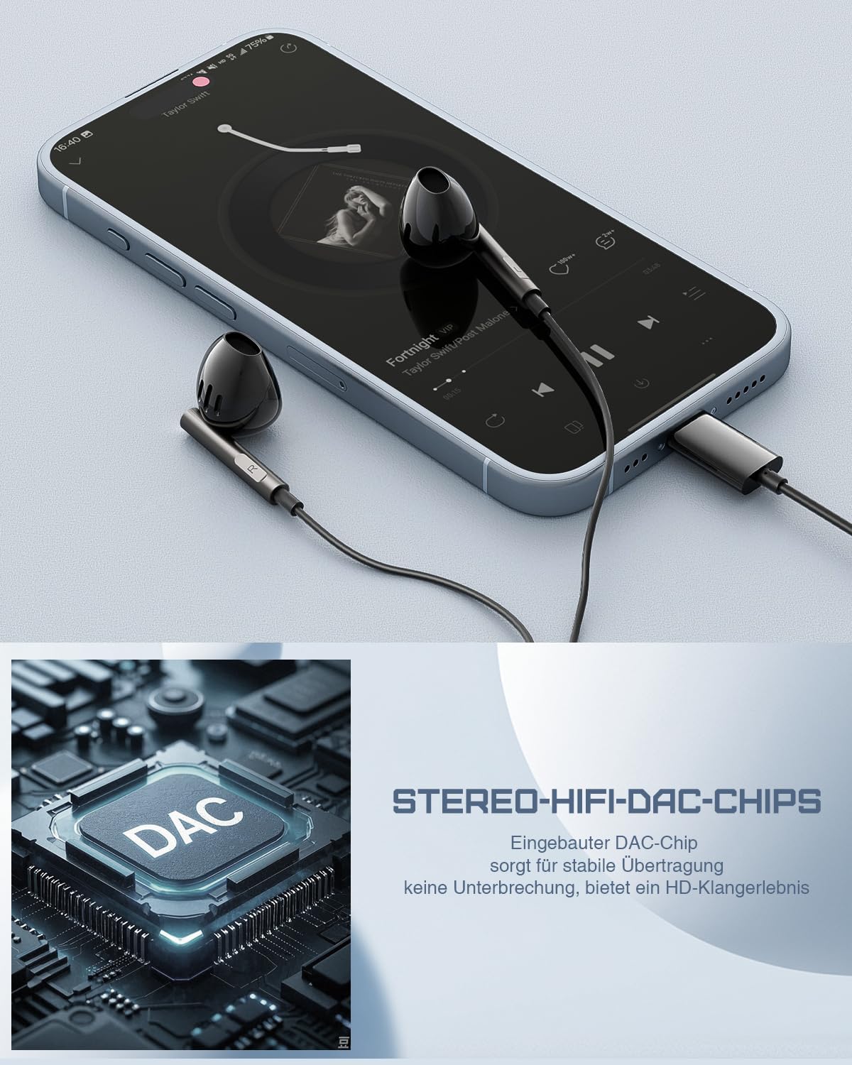 Thumbnail 6 de Kopfhörer USB‑C für Samsung & Co. – Hi‑Fi Stereo, Mikrofon, DAC‑Chip