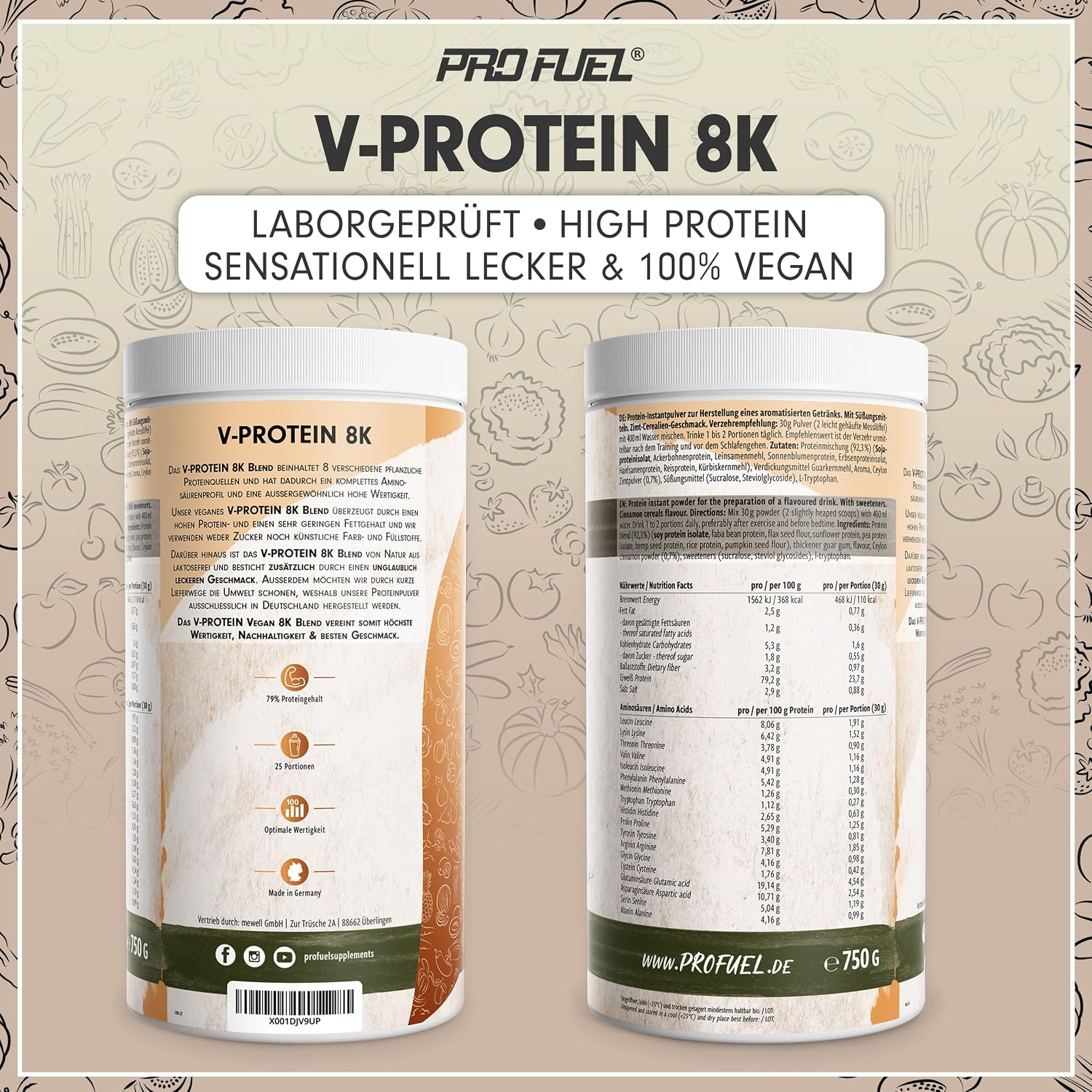 Thumbnail 5 de Vegan Protein V-Protein 8K Blend 79% Eiweiß 🥛