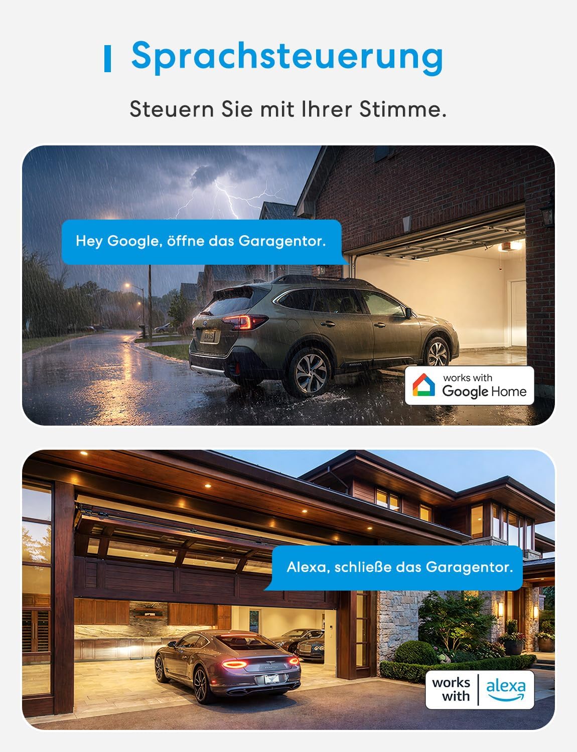 Detalle 1 de Meross Smart Garagentoröffner Fernbedienung (WLAN) – kompatibel mit Alexa, Google und SmartThings