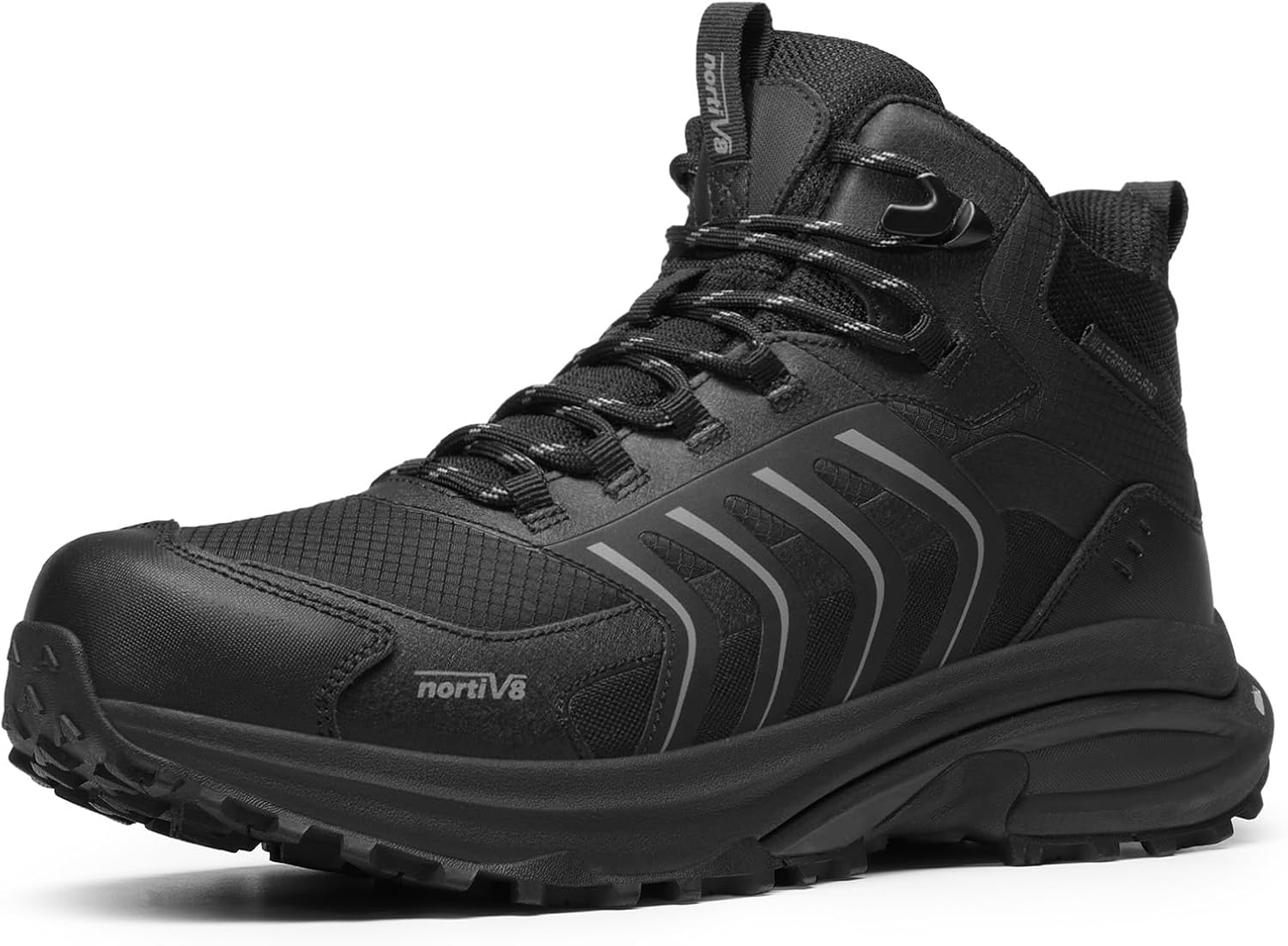 Detalle de NORTIV 8 Men’s Waterproof PRO Hiking Boots (Armadillo FieldLite) — Lightweight, grippy outdoor trekking shoes