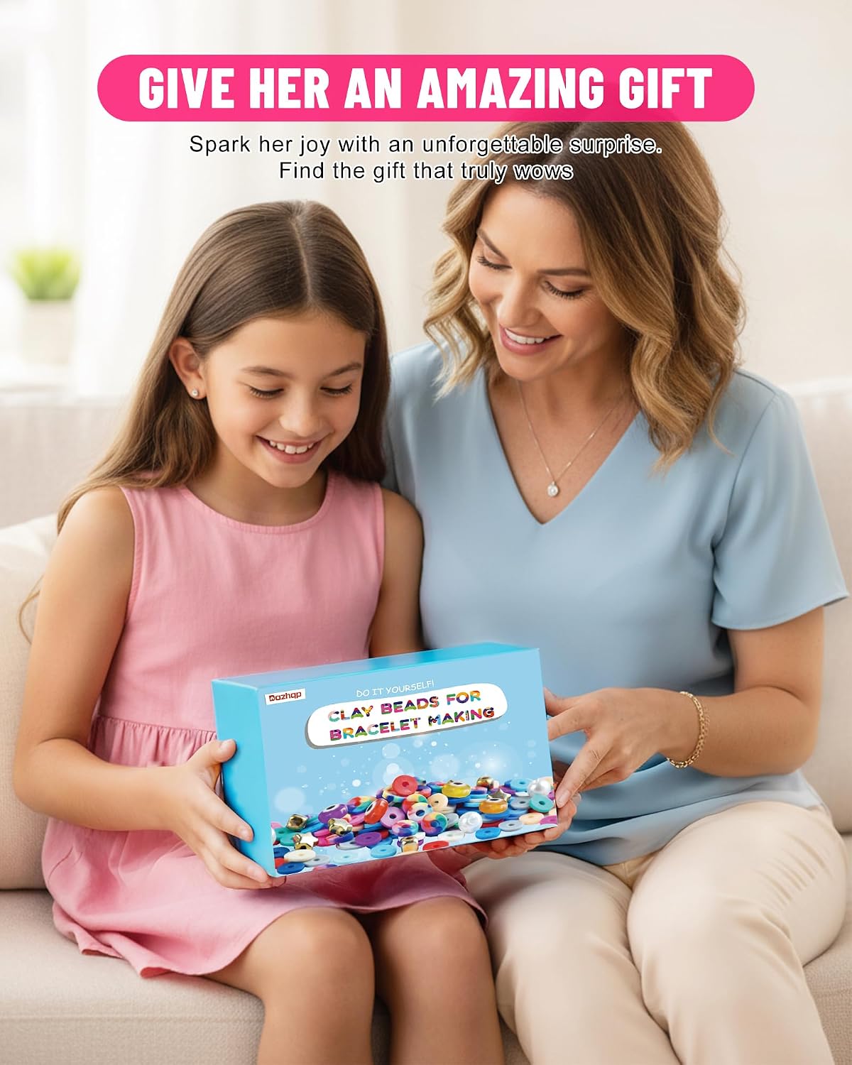 Detalle de Dazhqp 45000 Pcs Clay Beads Friendship Bracelet Kit – 192 Colours, 9 Boxes