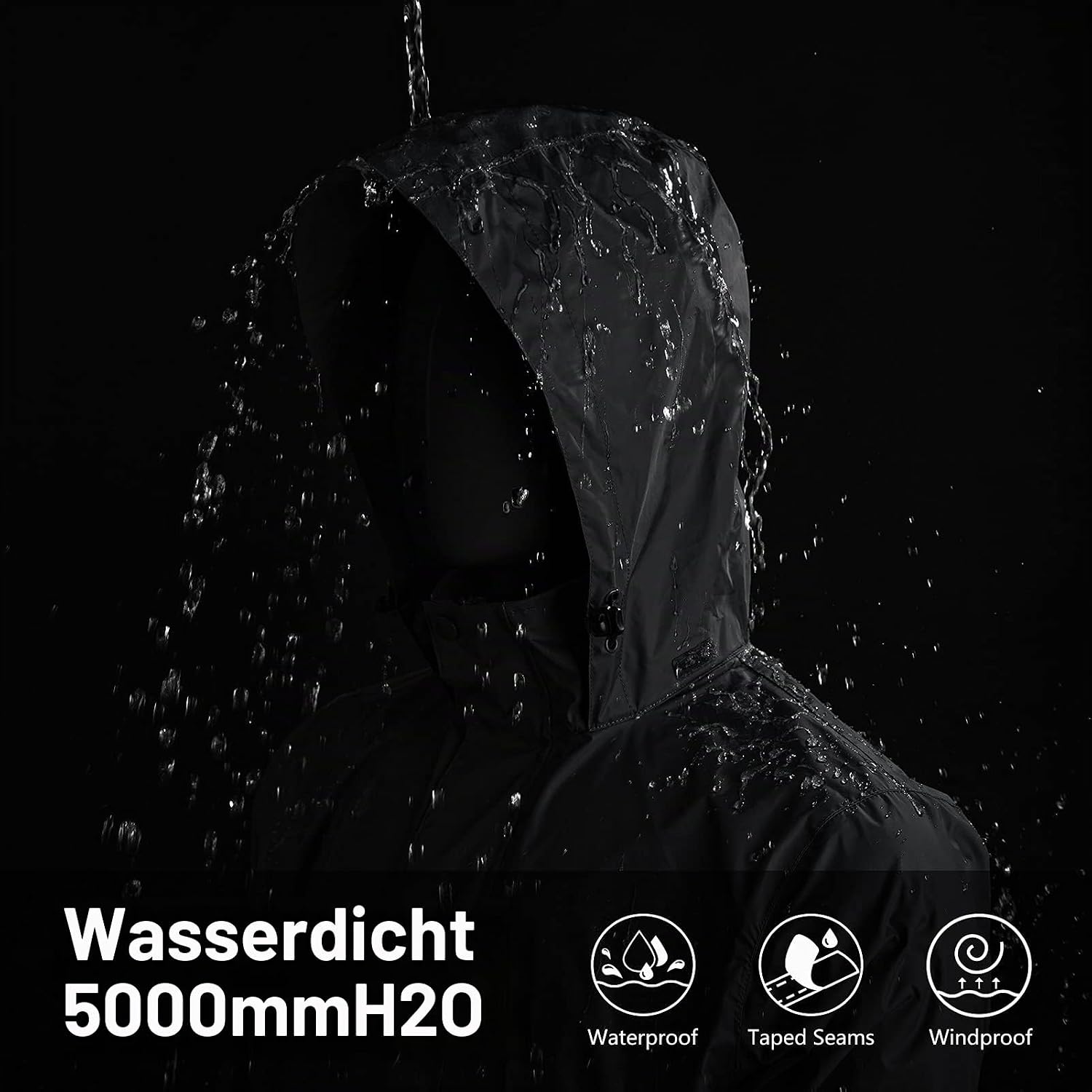 Detalle de 33,000ft Regenjacke Herren 5.000 mm wasserdicht