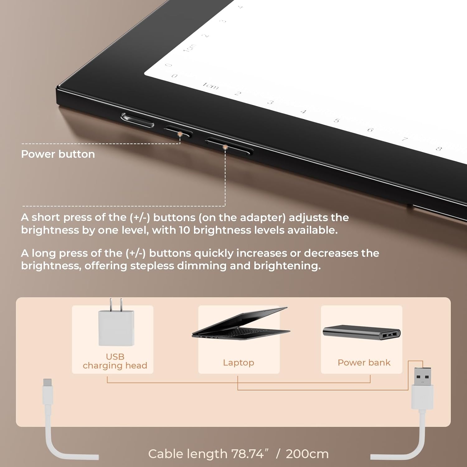 Thumbnail 3 de DONPODER A3 Light Box (Portable LED Light Pad) for Diamond Painting, Tracing & Crafts – 10 Brightness Levels, 5500 Lux, 42 x 32 cm