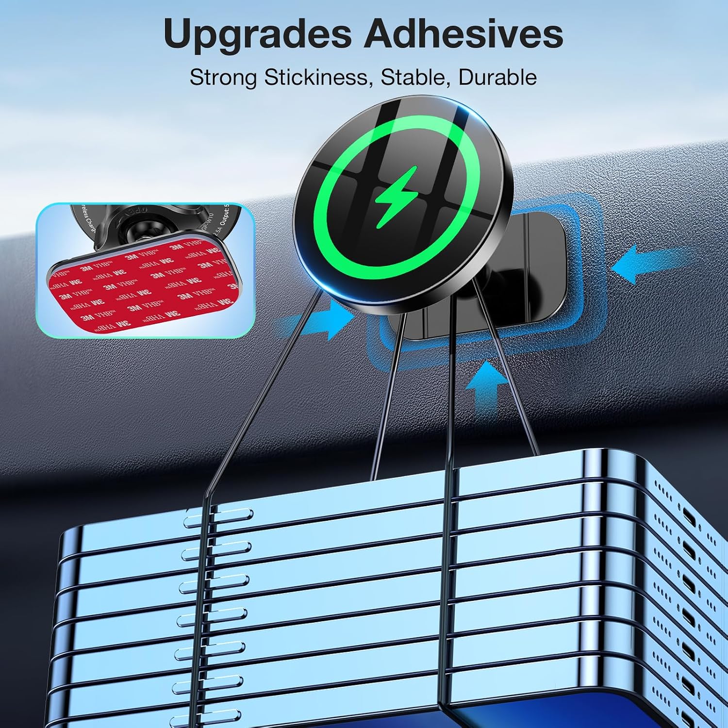 Detalle 2 de Coolpow MagSafe Car Mount Charger (15W) with Super Magnet for Dash Vent