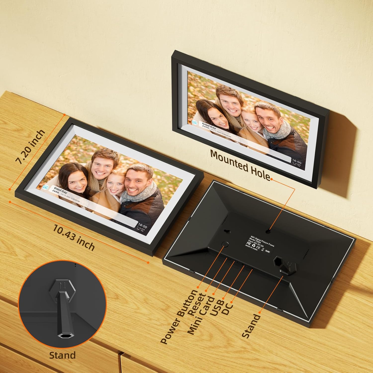 Detalle 2 de Frameo 10.1-Inch Digital Photo Frame (1280x800 IPS Touch Screen, 16GB Wi‑Fi, Auto‑Rotate, SD Support)