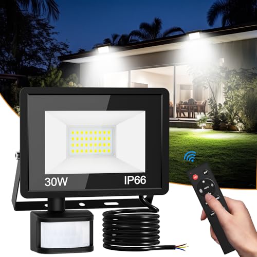 Detalle de vighep Security Lights Outdoor Motion Sensor — 30W LED PIR Floodlight with Remote, IP66, 230V