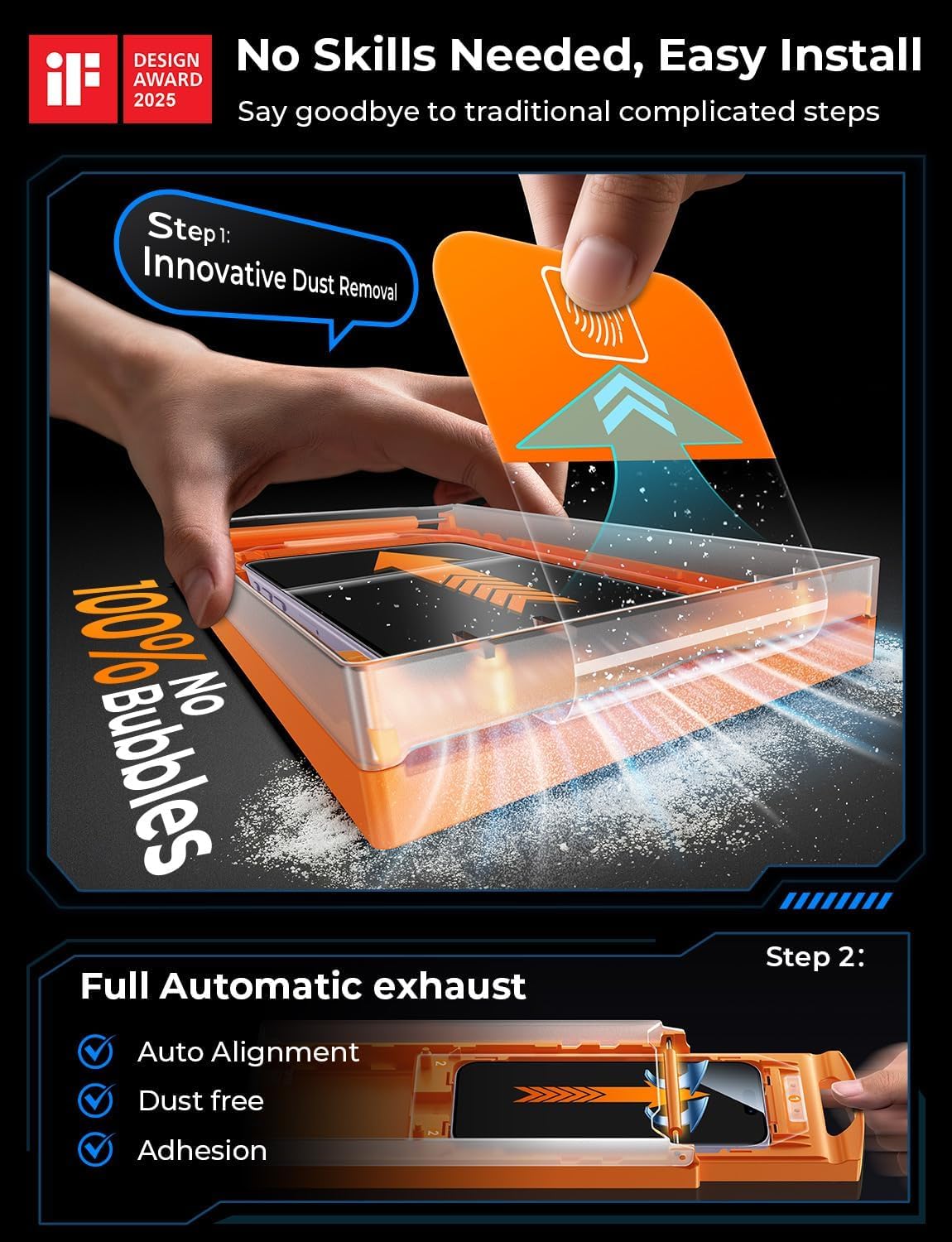 Detalle 2 de MRGLAS MG-CTHD-04 iPhone 17 Screen Protector, 9H+ Glass, Auto-Dust Removal