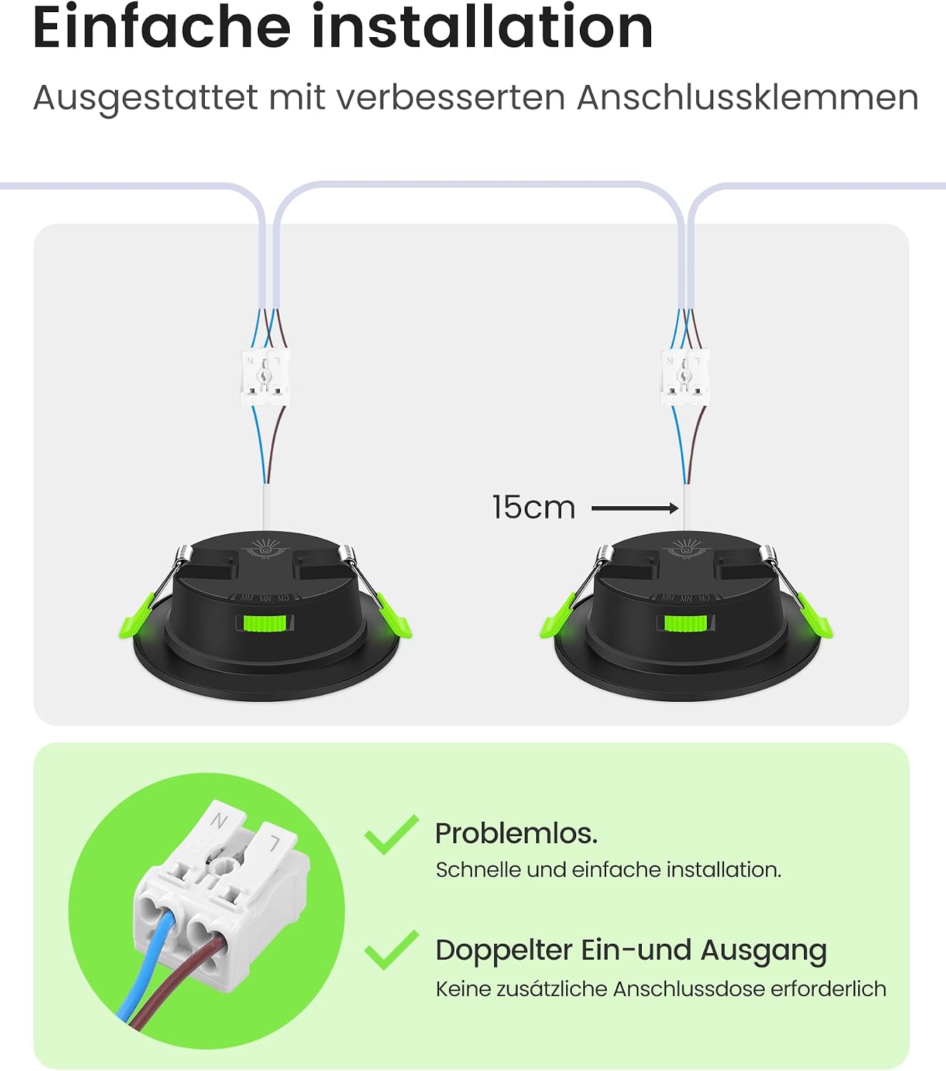 Detalle de ALUSSO LED Einbaustrahler 230V 4W Flach – 12er Set, dimmbar, IP44, 3 Farbtemperaturen