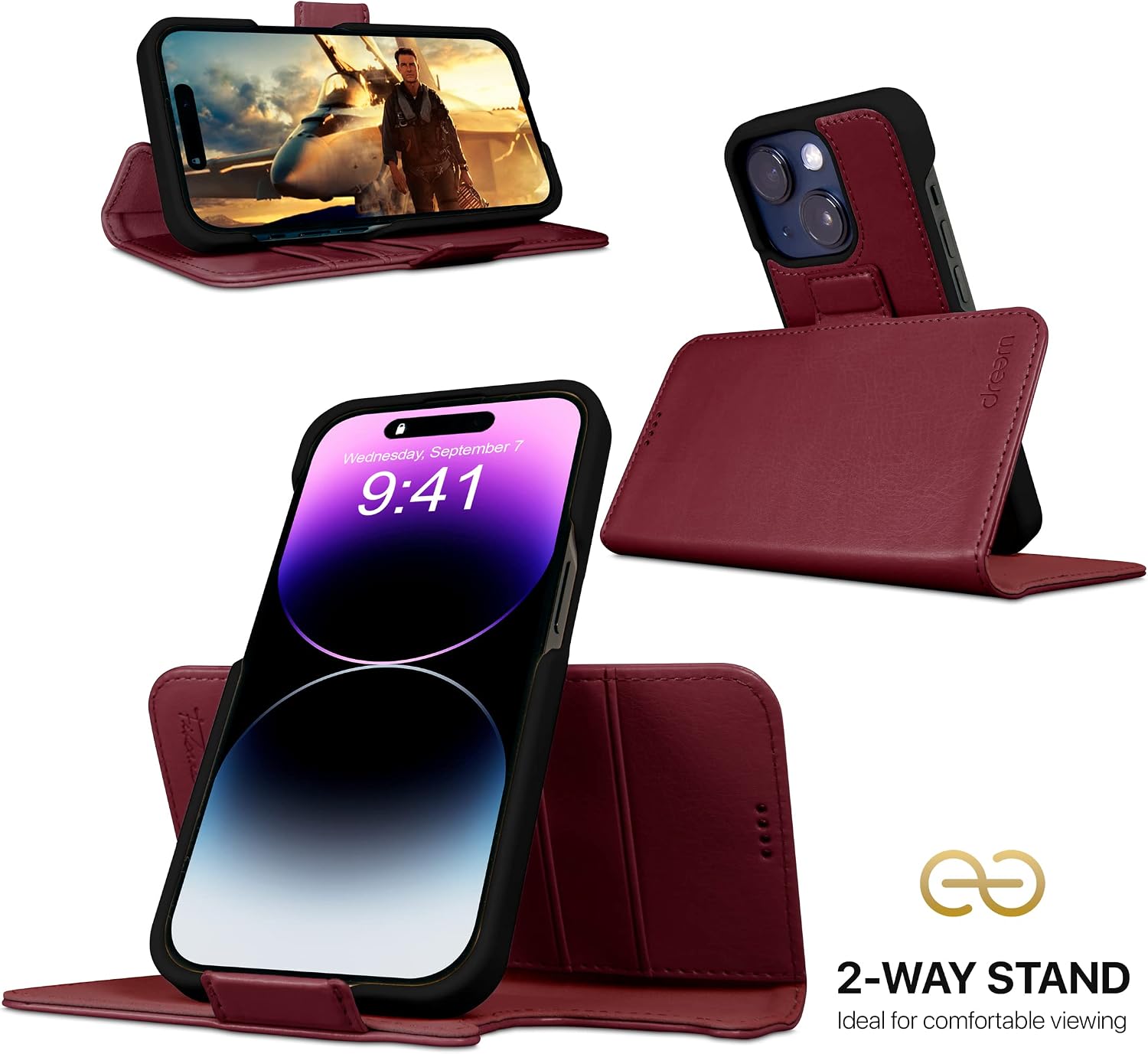 Detalle de Dreem 3-in-1 Wallet Case for iPhone 14/16e/17e with MagSafe, RFID Blocking and Built-In Kick-Stand