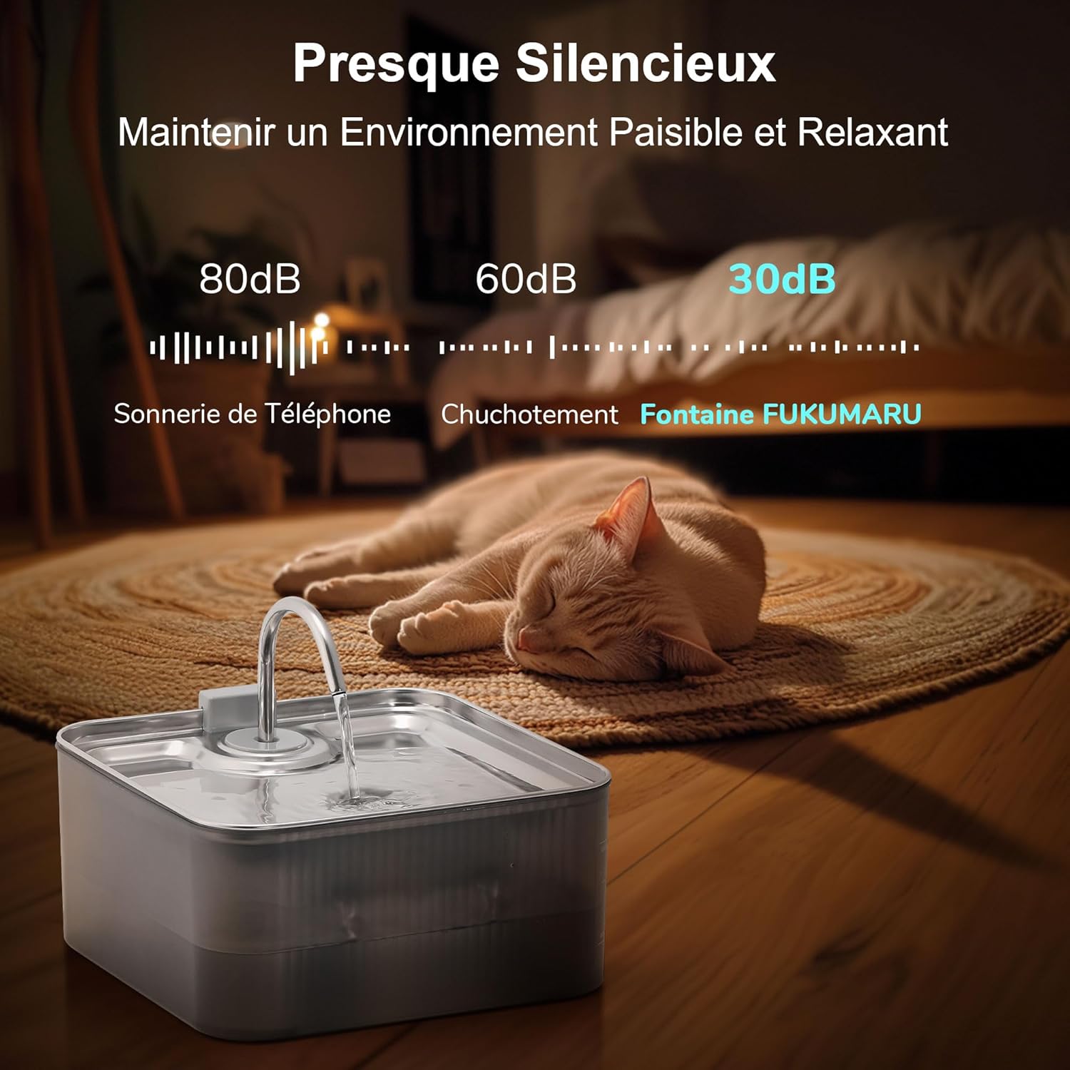 Thumbnail 4 de Fontaine à eau FUKUMARU pour chat et chien 7L en acier inoxydable avec 3 filtres de remplacement