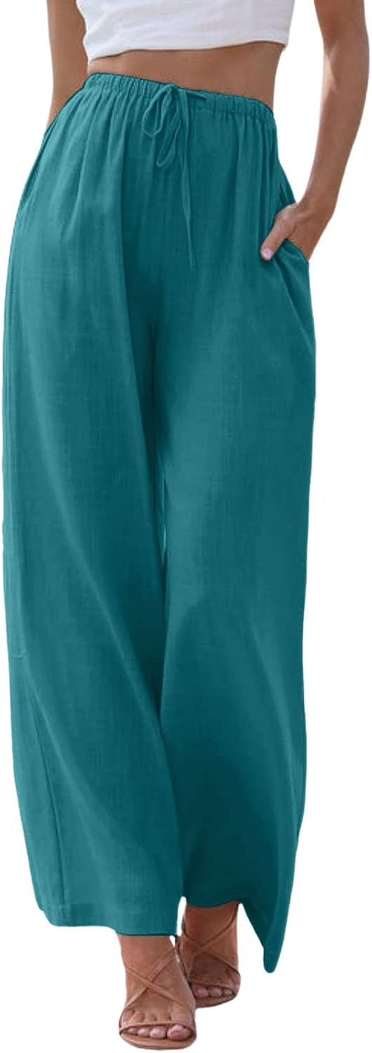 Thumbnail 5 de Damen Leinenhose Lang – leichte Palazzo-Hose aus Leinen-Baumwollmix mit Taschen, locker sitzend