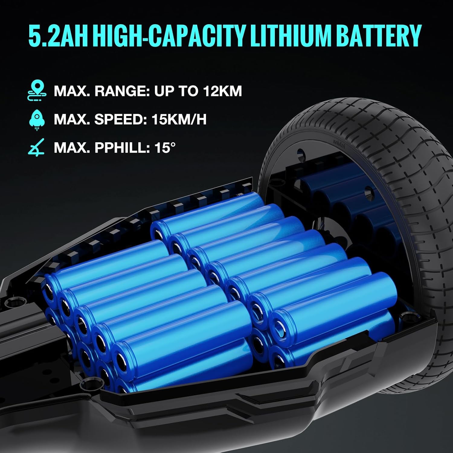 Thumbnail 2 de EVERCROSS EV2 Hoverboard mit Sitz – 5,2-Ah Akku, bis 15 km/h, Bluetooth-Musik & 7-farbige Pedallichter (max. 85 kg)