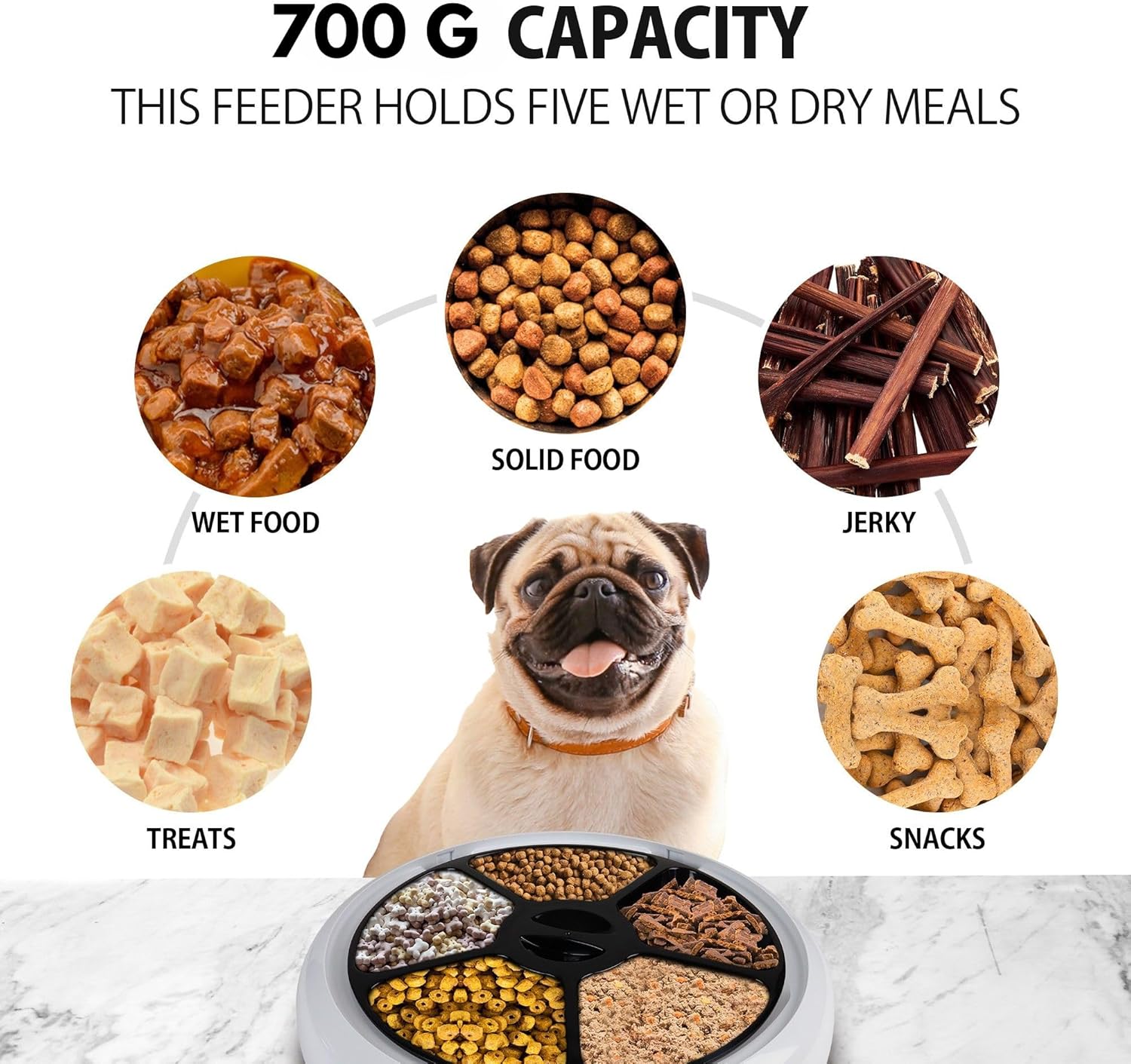 Thumbnail 6 de Lentek Automatic Pet Feeder: 5-Bowl Wet & Dry Food Dispenser with Timed Meals and App Control