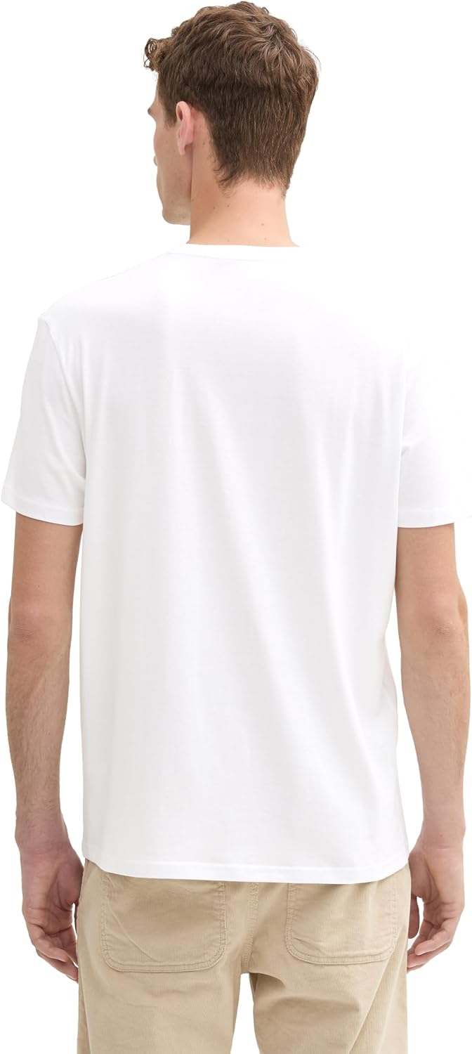Detalle de TOM TAILOR Herren Basic T-Shirt Doppelpack 1008638, 20000 – White, Größe L