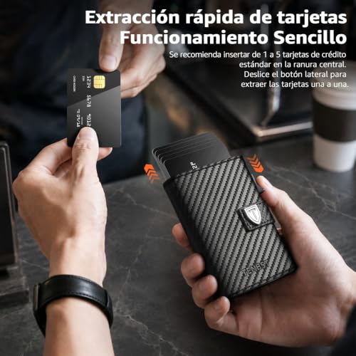 Thumbnail 4 de TENBST Cartera para hombre con bloqueo RFID, tarjetero emergente y monedero