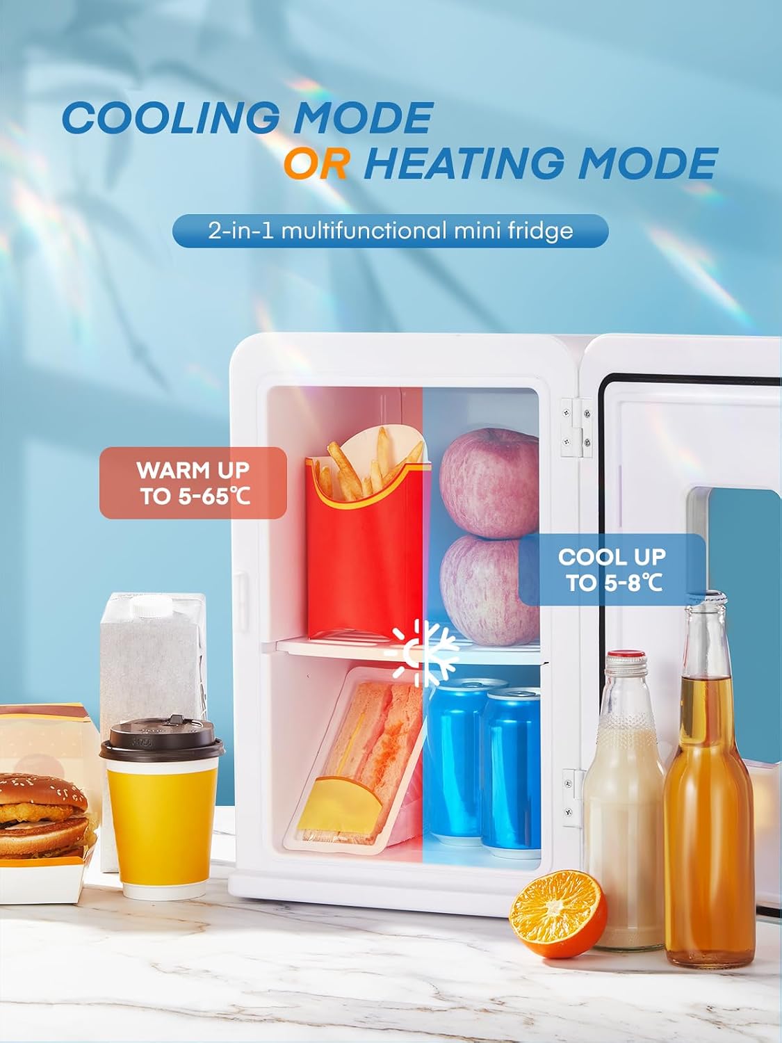 Detalle 2 de NORTHCLAN Mini Fridge 15L: Compact Cool and Warm Thermoelectric in White