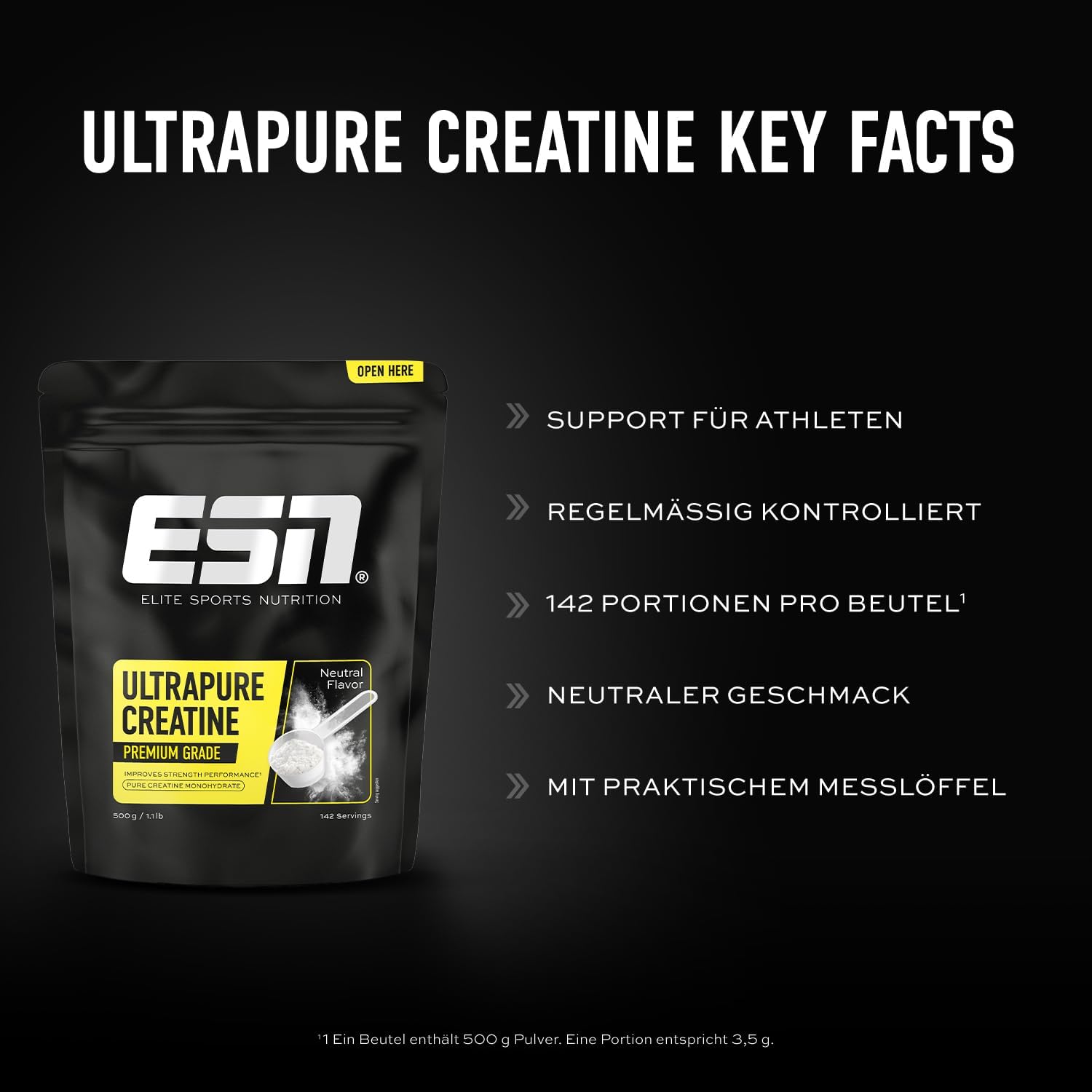 Thumbnail 1 de ESN Ultrapure Creatine Monohydrate 500 g – Kreatinpulver