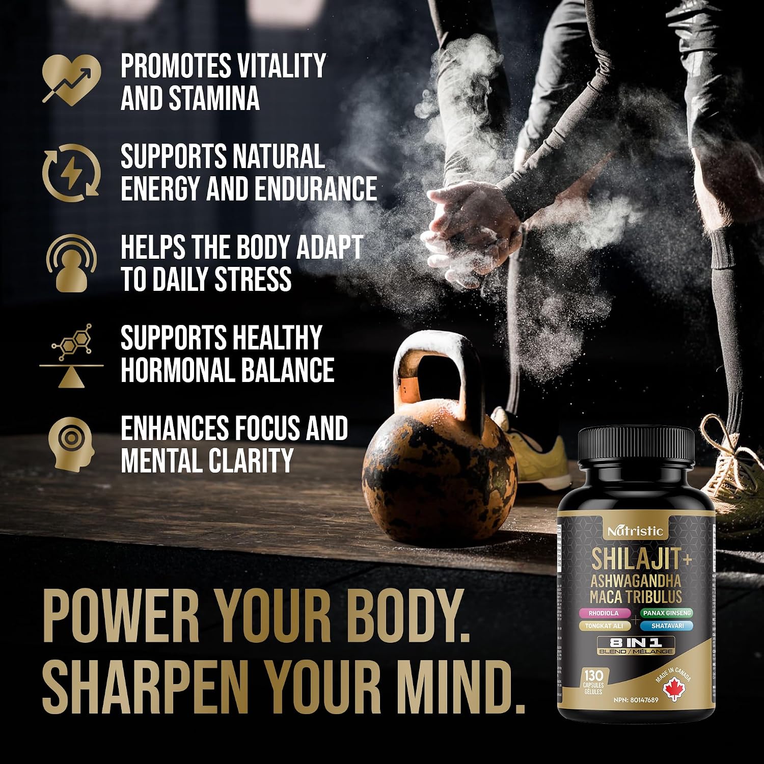 Detalle de Nutristic SHILAJIT+ 8-in-1 Supplement, 130 Vegetarian Capsules