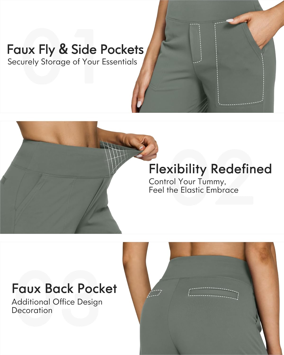 Thumbnail 3 de G4Free Yoga Damenhose Hohe Taille Kleiderhose mit 4 Taschen – Elegant Stretch, Weites Bein