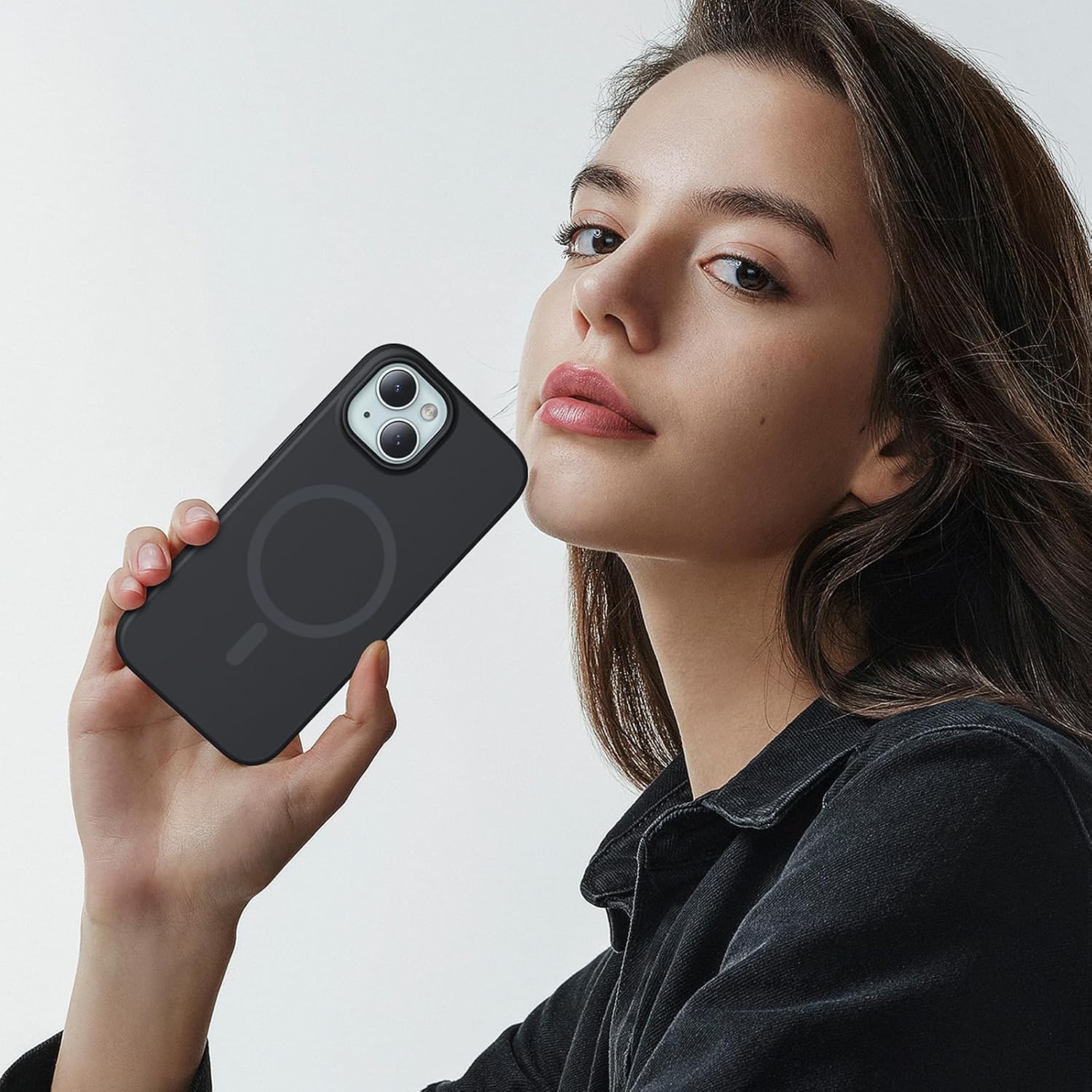 Thumbnail 5 de TOCOL Magnetic Silicone Case for iPhone 15 Black 👝