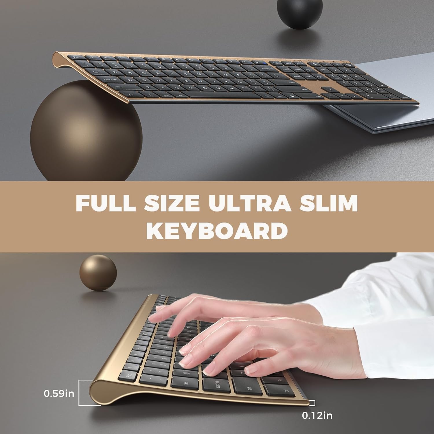 Detalle 2 de Vssoplor 2.4GHz Wireless Keyboard and Mouse Combo (Nano USB Receiver, Rechargeable) — Compact Quiet Full-Size Set for Windows