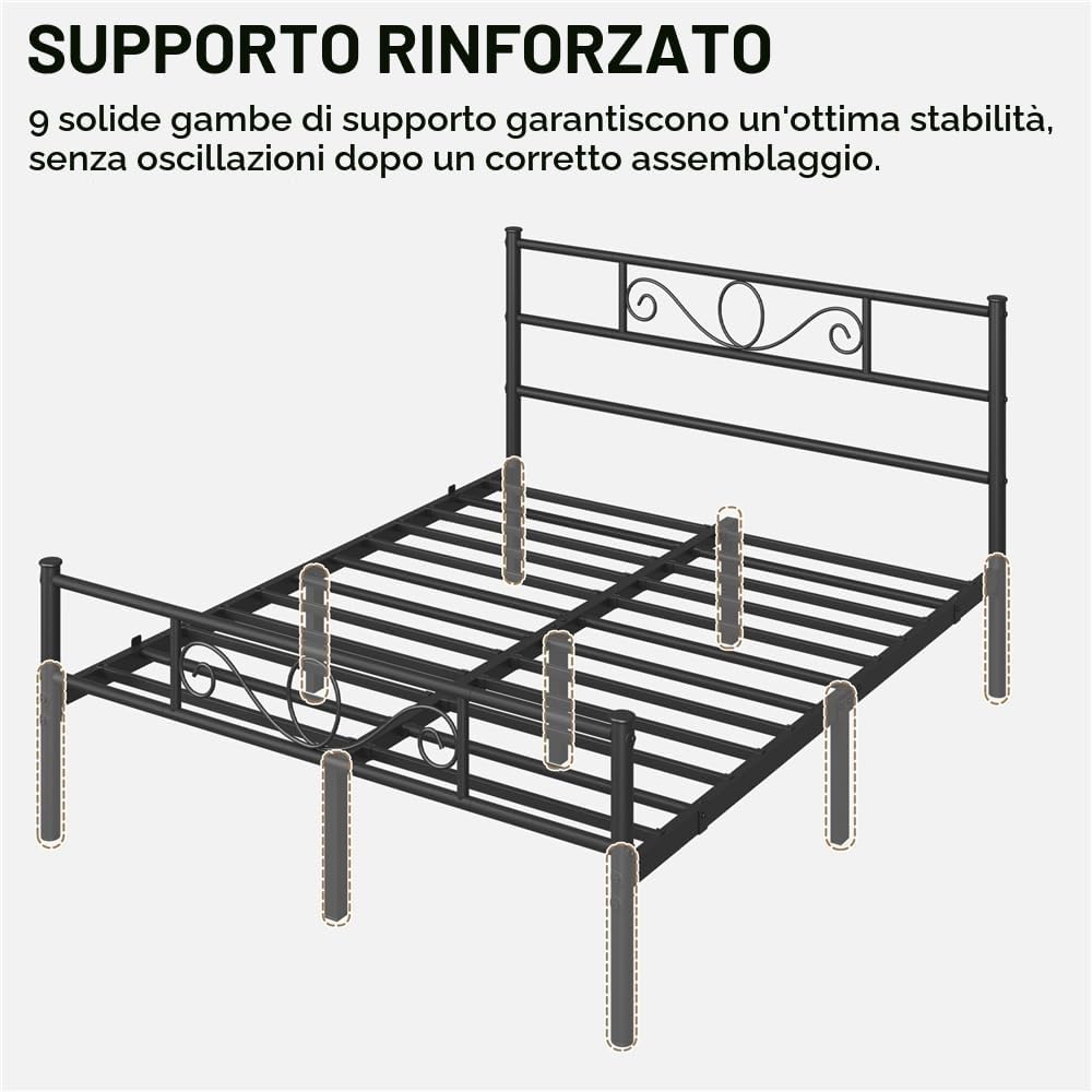 Thumbnail 3 de Yaheetech Struttura letto matrimoniale 160x200 in ferro battuto