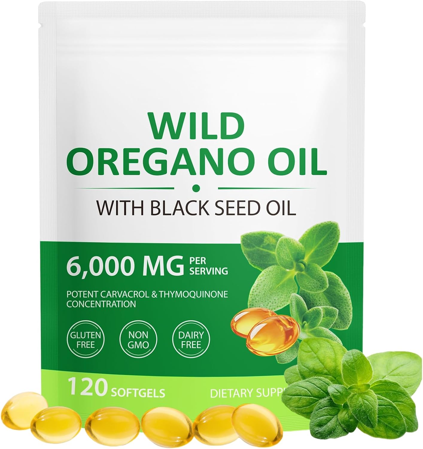 Detalle de ECHTEYUN Oregano Oil Softgels with Black Seed Oil, 120 Count