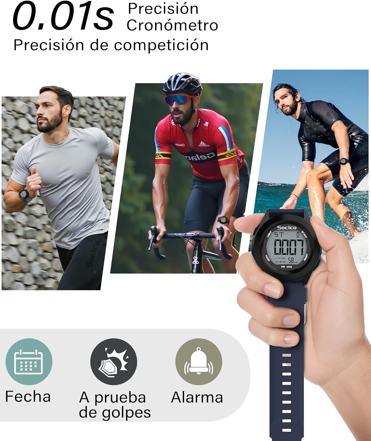 Thumbnail 4 de SOCICO Reloj Digital Deportivo resistente al agua