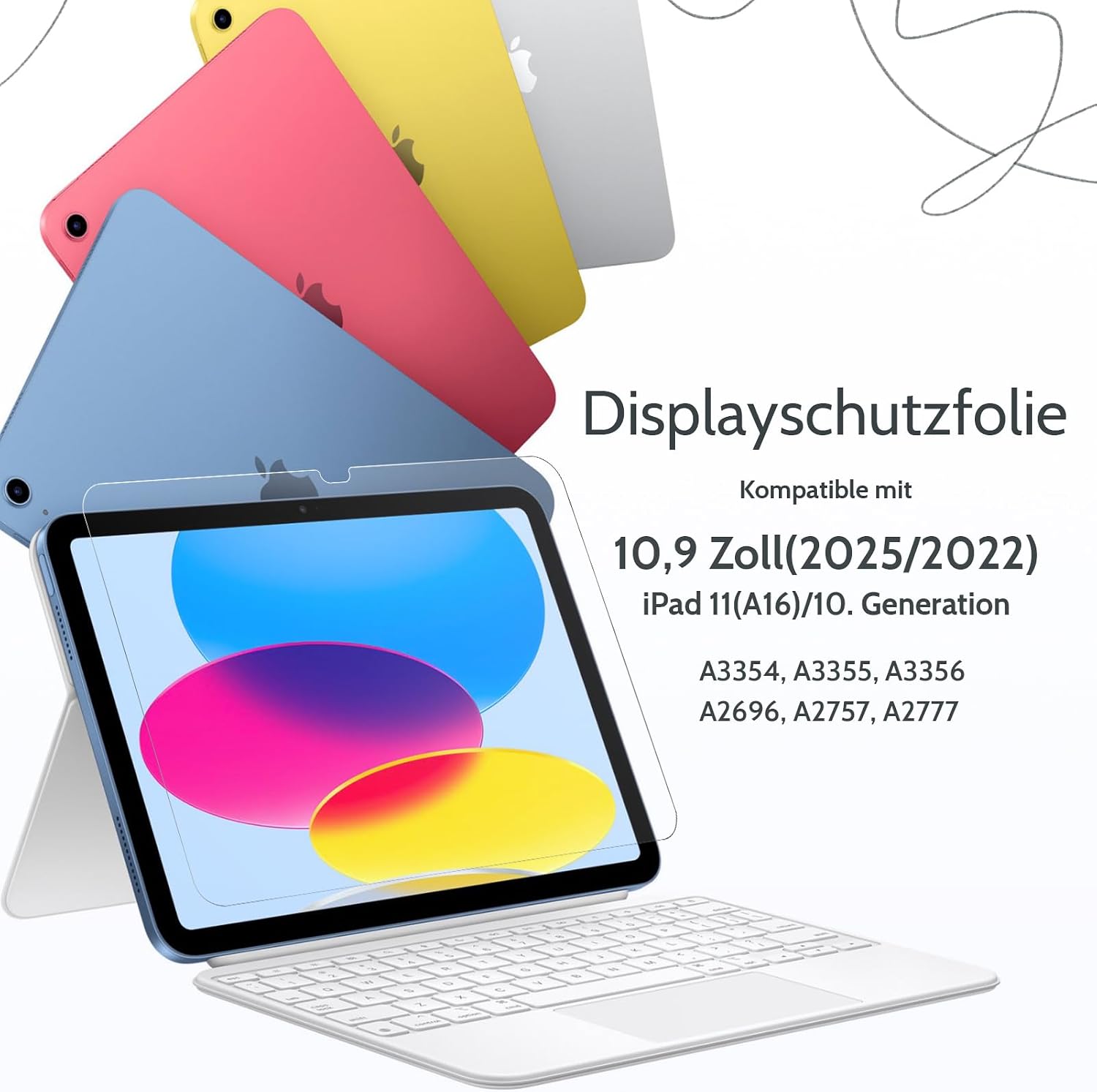 Thumbnail 6 de 2er Set Papier-Schutzfolie für iPad 11. Gen. (A16) & iPad 10. Gen. (2022) – matte Screen Protector zum Zeichnen, Schreiben und Notizen