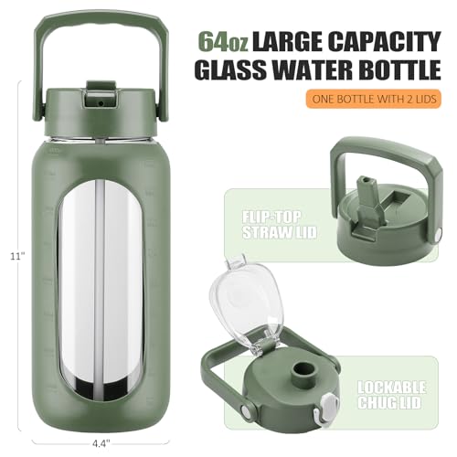 Detalle 2 de BLUEGO 2000 ml bouteille d'eau en verre ⚙