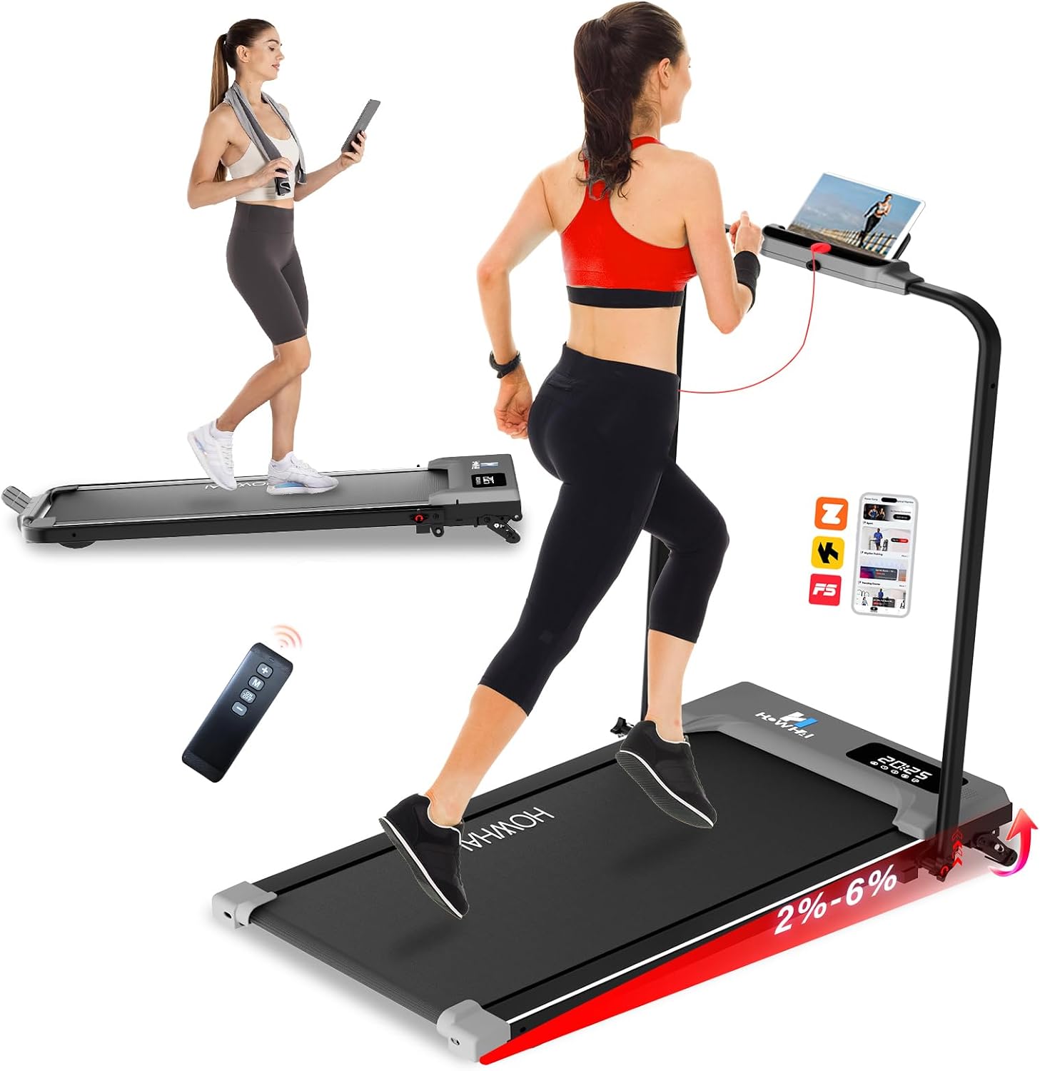 Detalle de HOWHAI QK-3016 2-in-1 Folding Treadmill with Manual Incline
