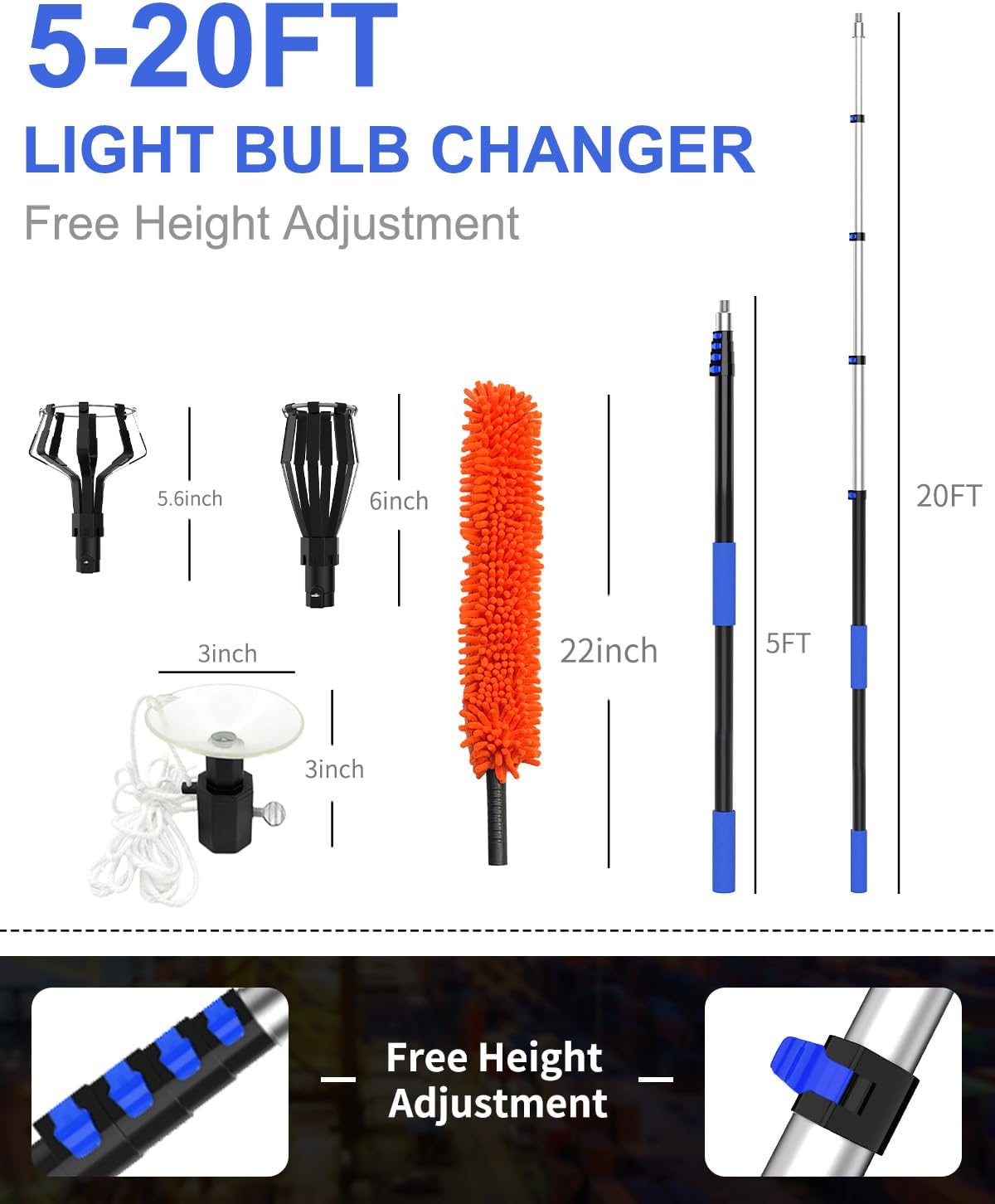 Thumbnail 2 de SKGPOLE 002 Light Bulb Changer with Telescoping Pole, Cages and Suction Cup