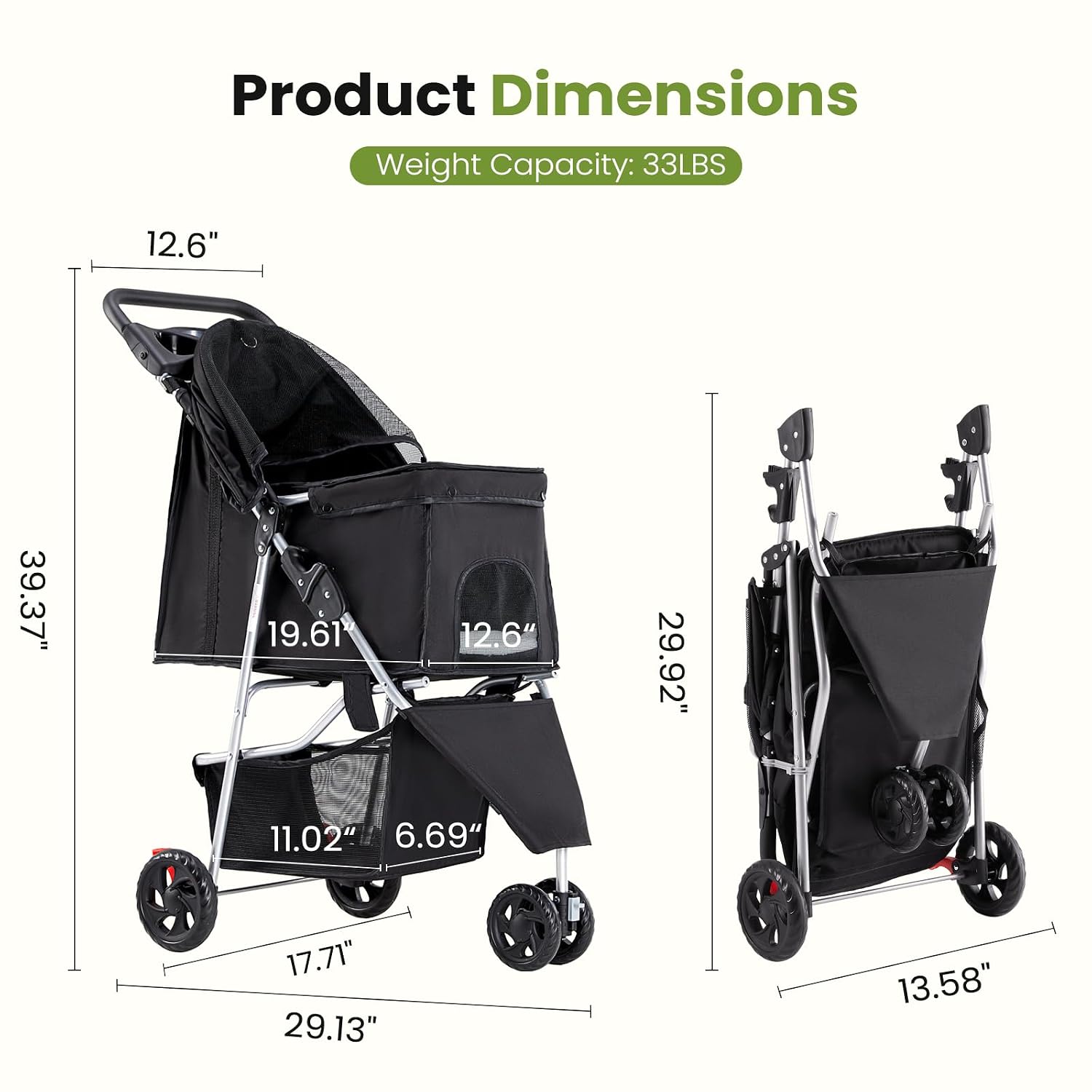Thumbnail 5 de KMFurnila 3-Wheel Pet Stroller