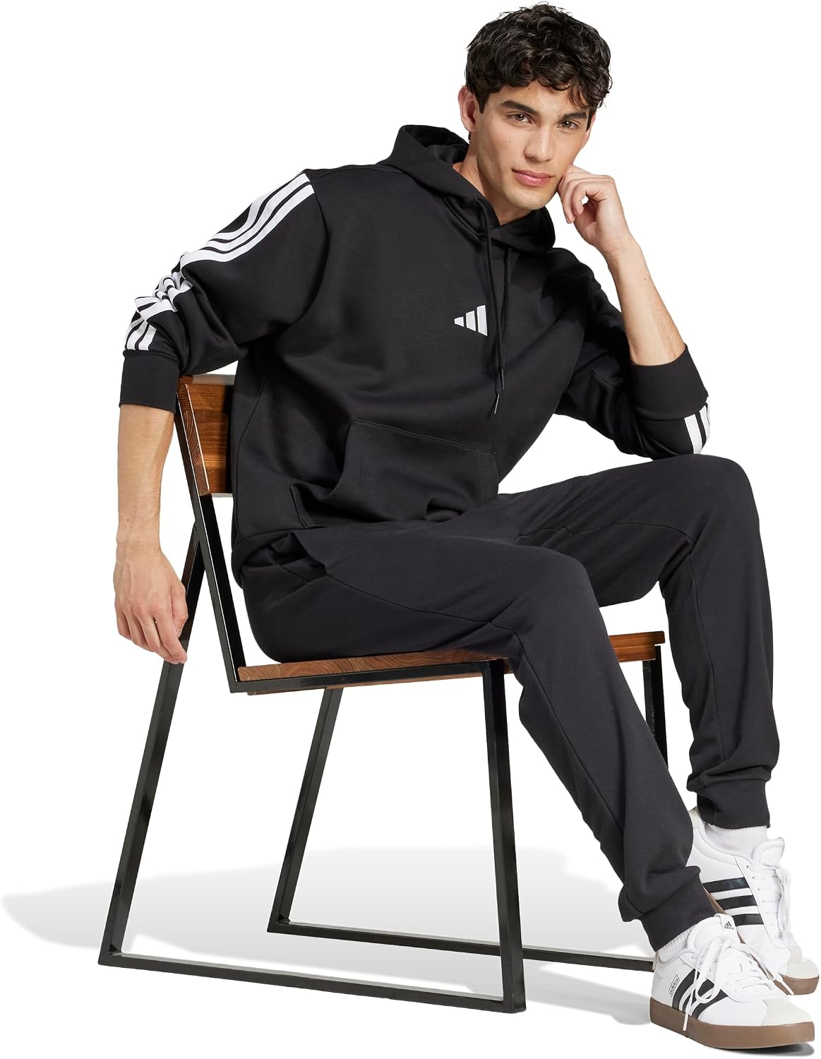 Detalle 2 de Adidas Homme Essentials Feelcozy French Terry Pants – Noir/Blanc, Taille L