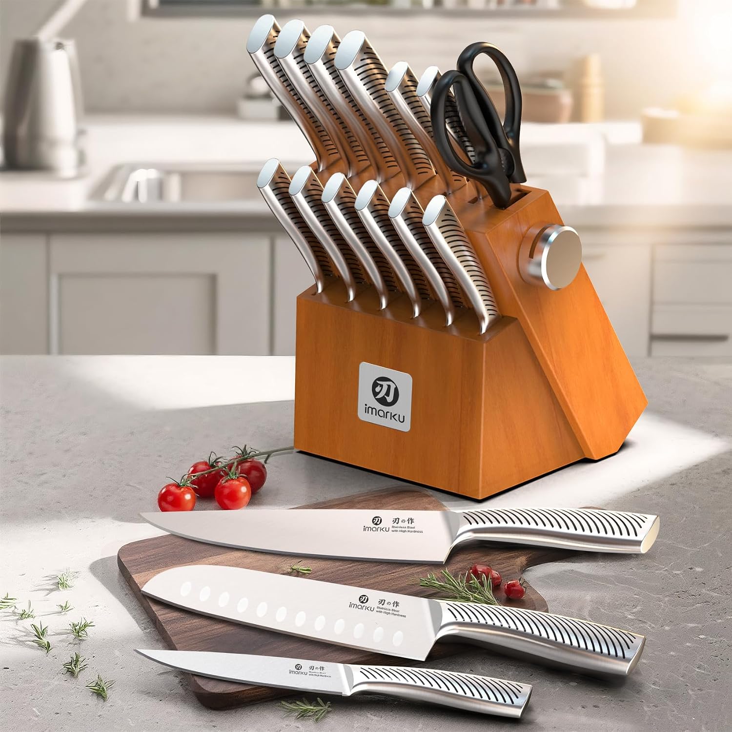 Detalle de imarku I-KS0135 14-Piece Japanese High-Carbon Stainless Steel Knife Set